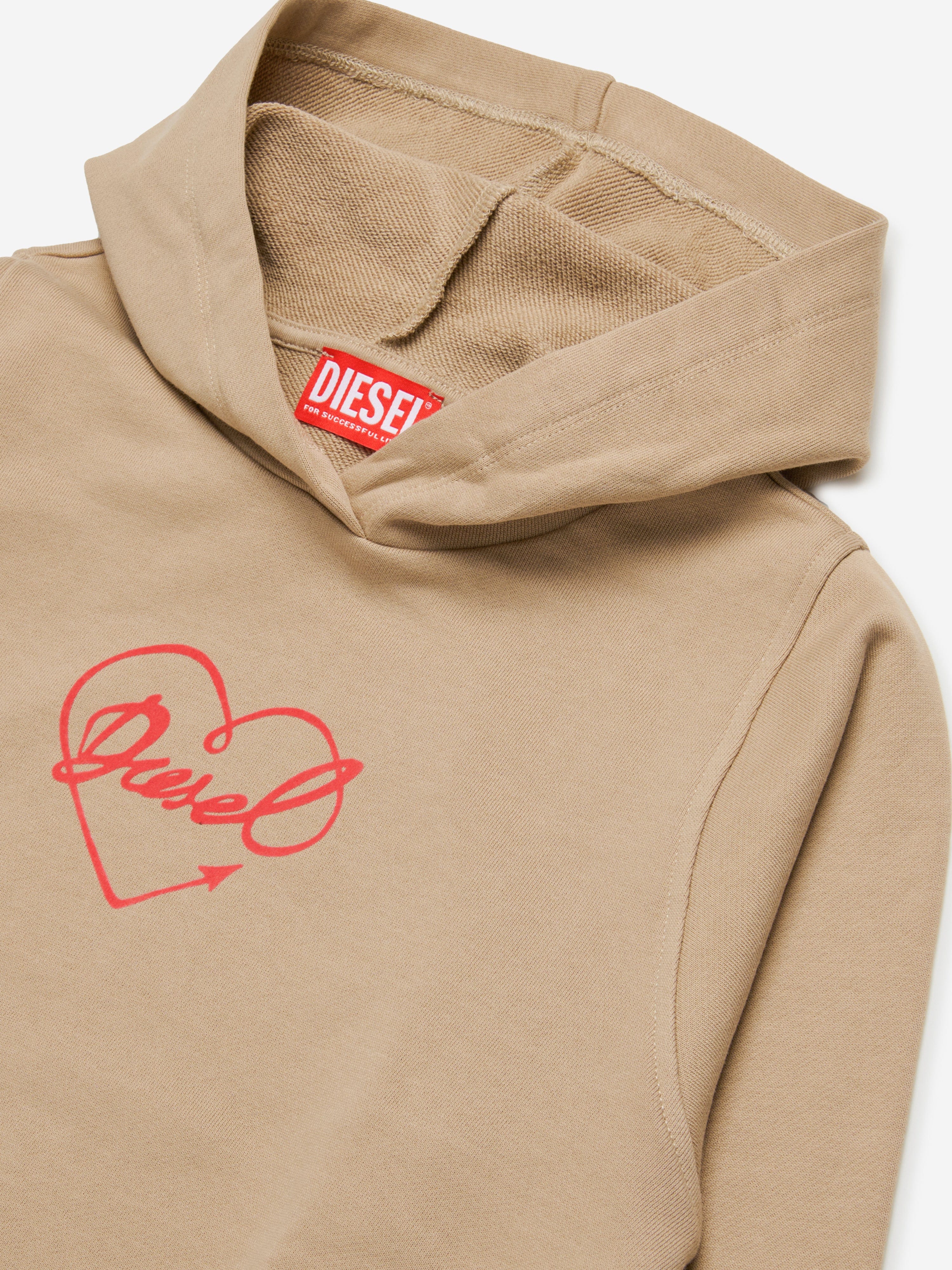 Diesel Girls Siddy Logo Hoodie in Beige