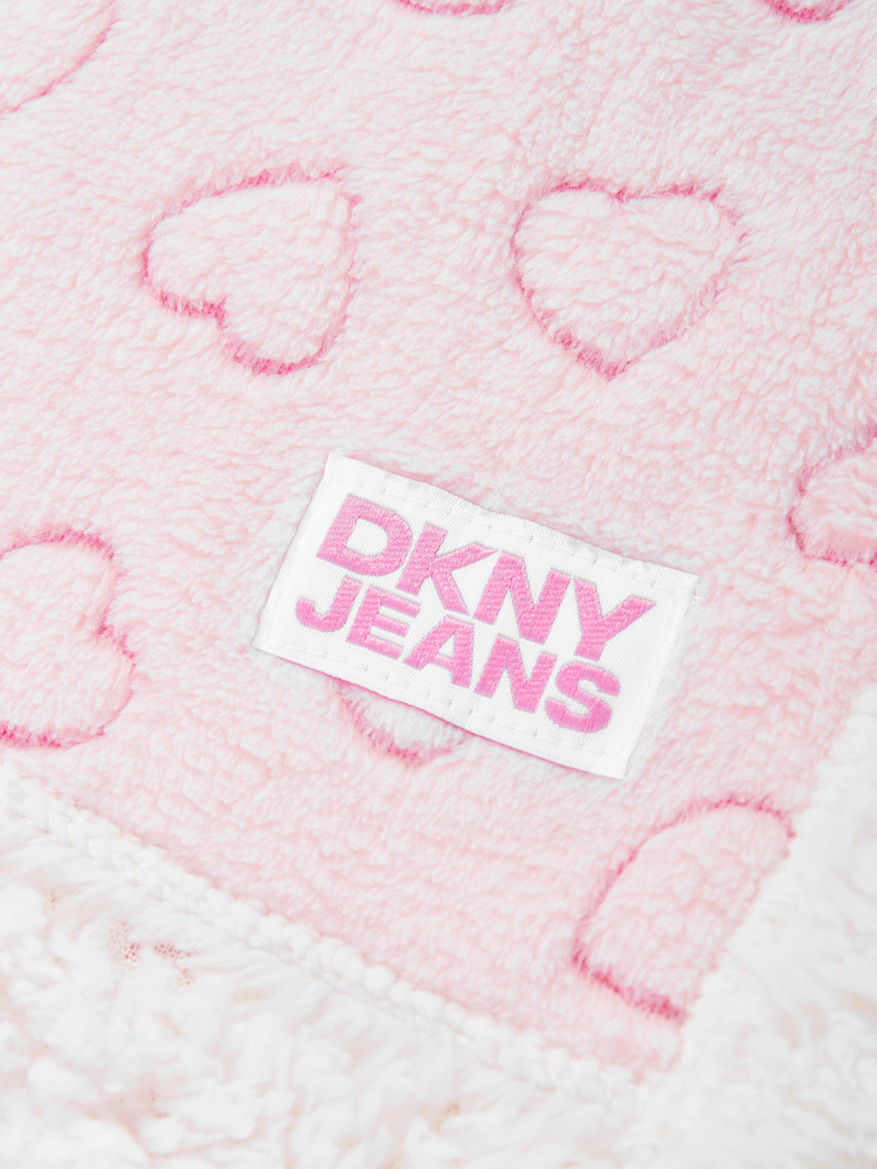 DKNY Baby Girls Sherpa Fleece Heart Blanket in Pink (90cm)