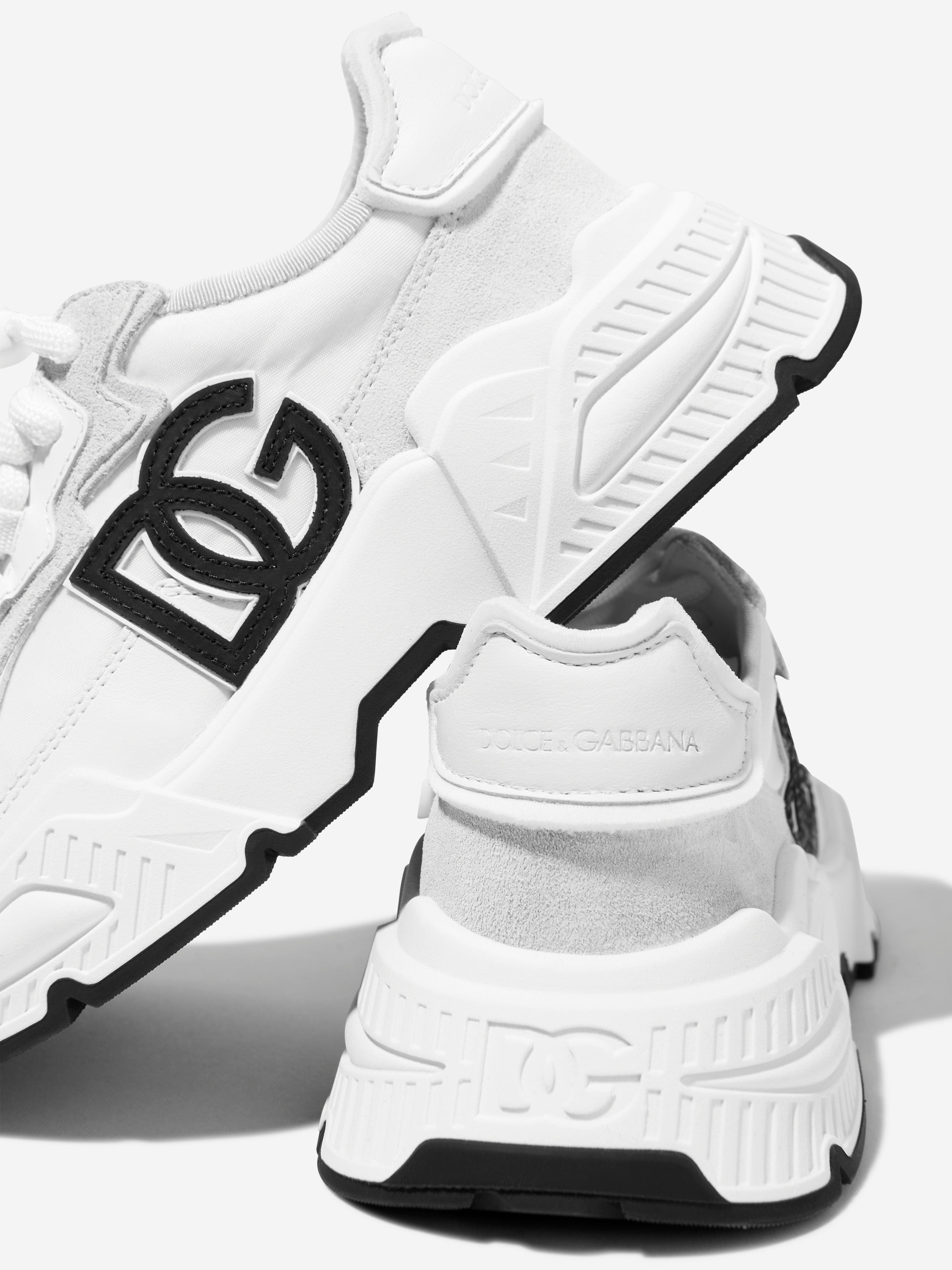 Dolce & Gabbana Kids Logo Lace Up Trainers in White