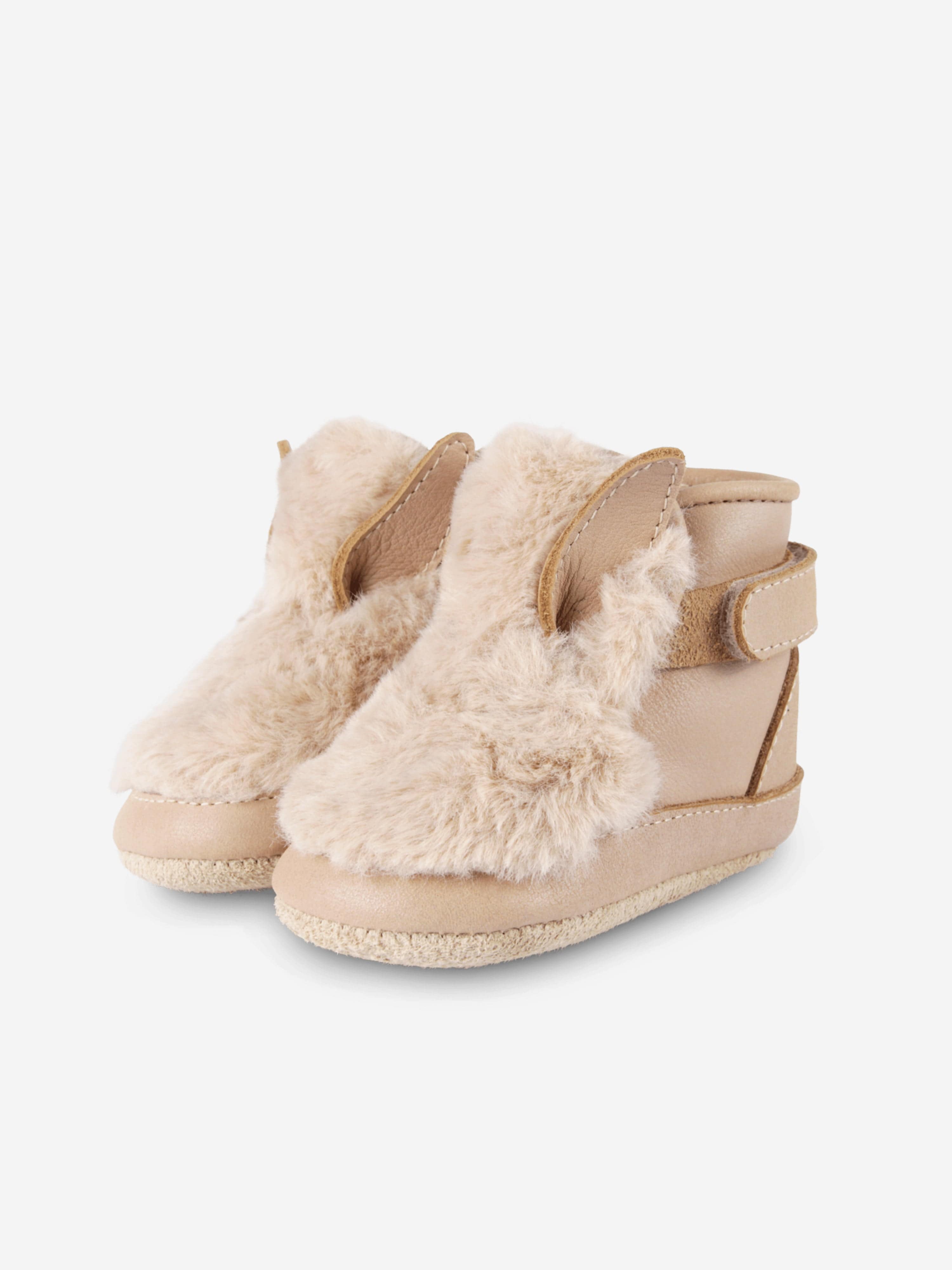 Baby Girls Richy Fluffy Bunny Booties in Beige