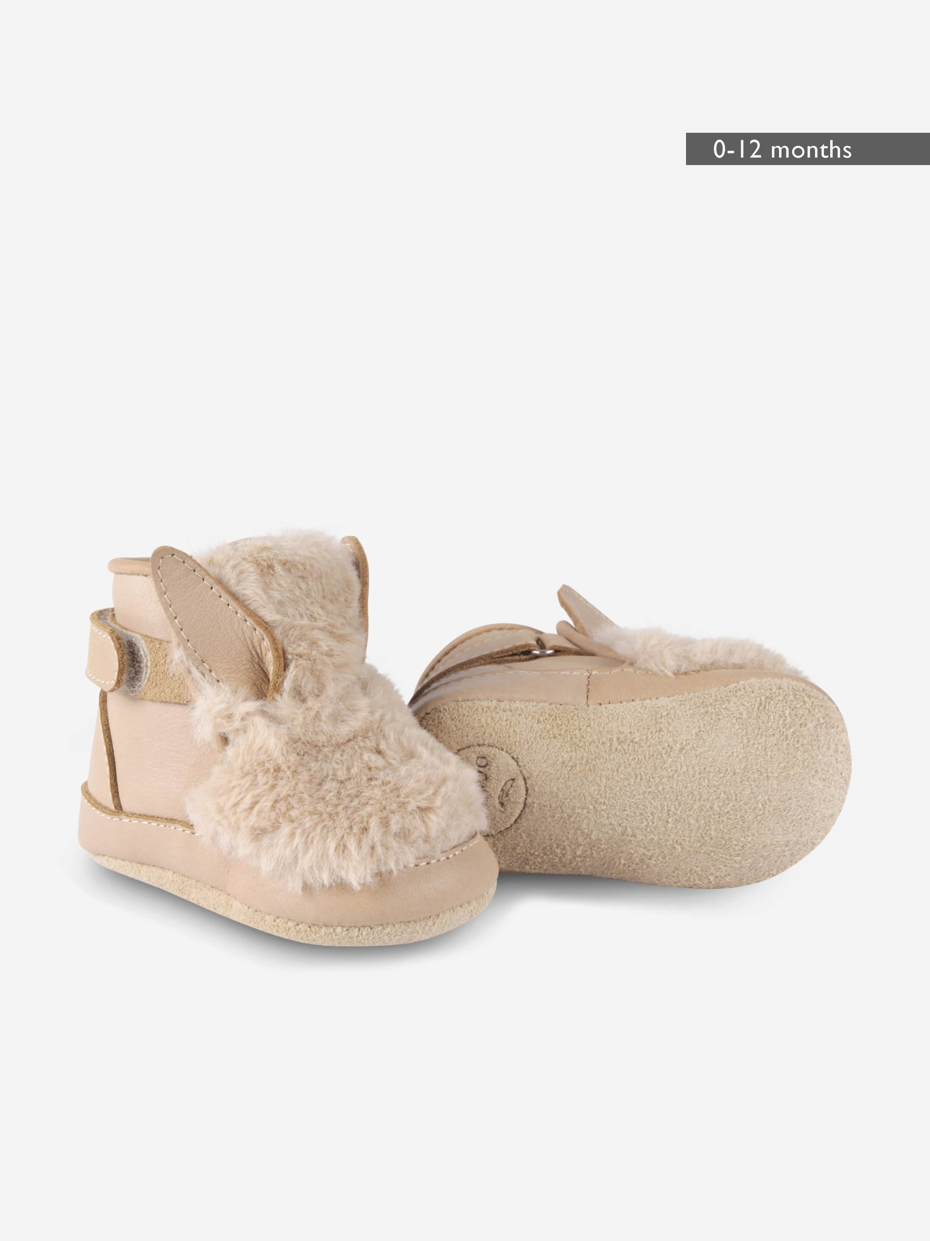 Baby Girls Richy Fluffy Bunny Booties in Beige
