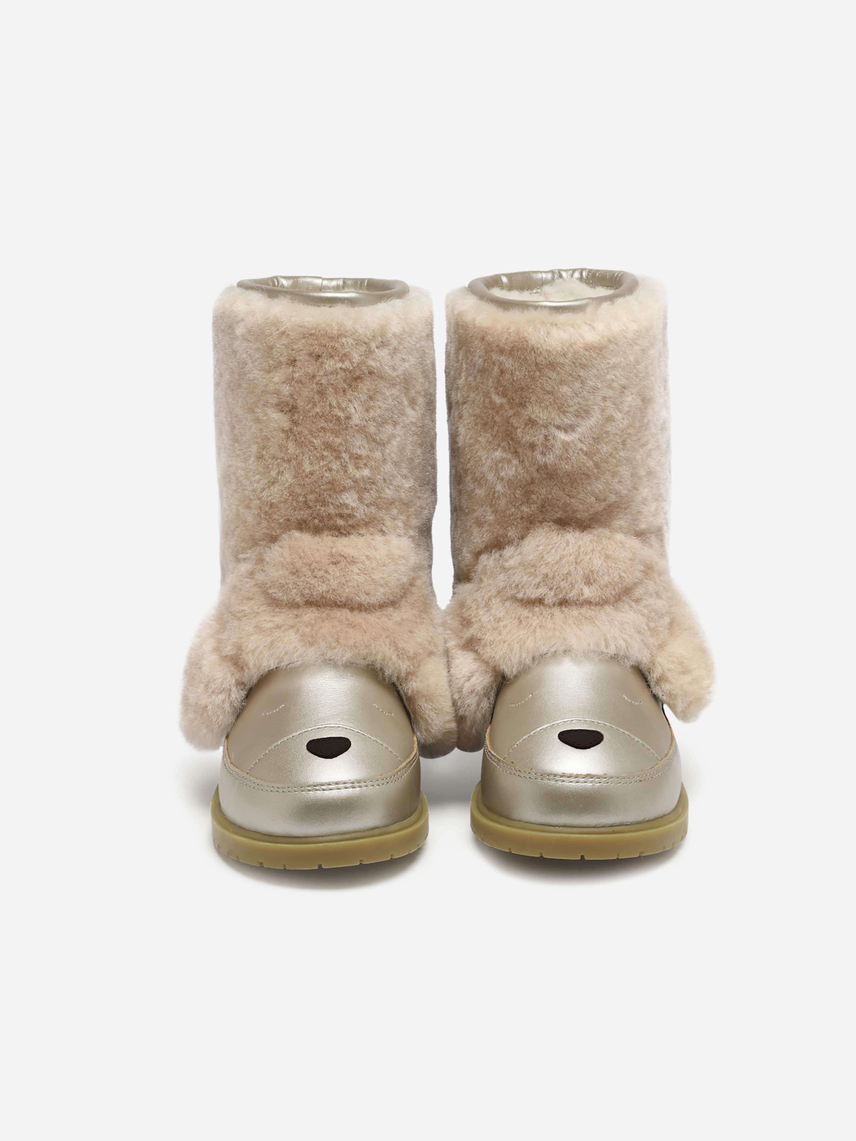 Girls Wadudu Exclusive Poodle Boots in Beige