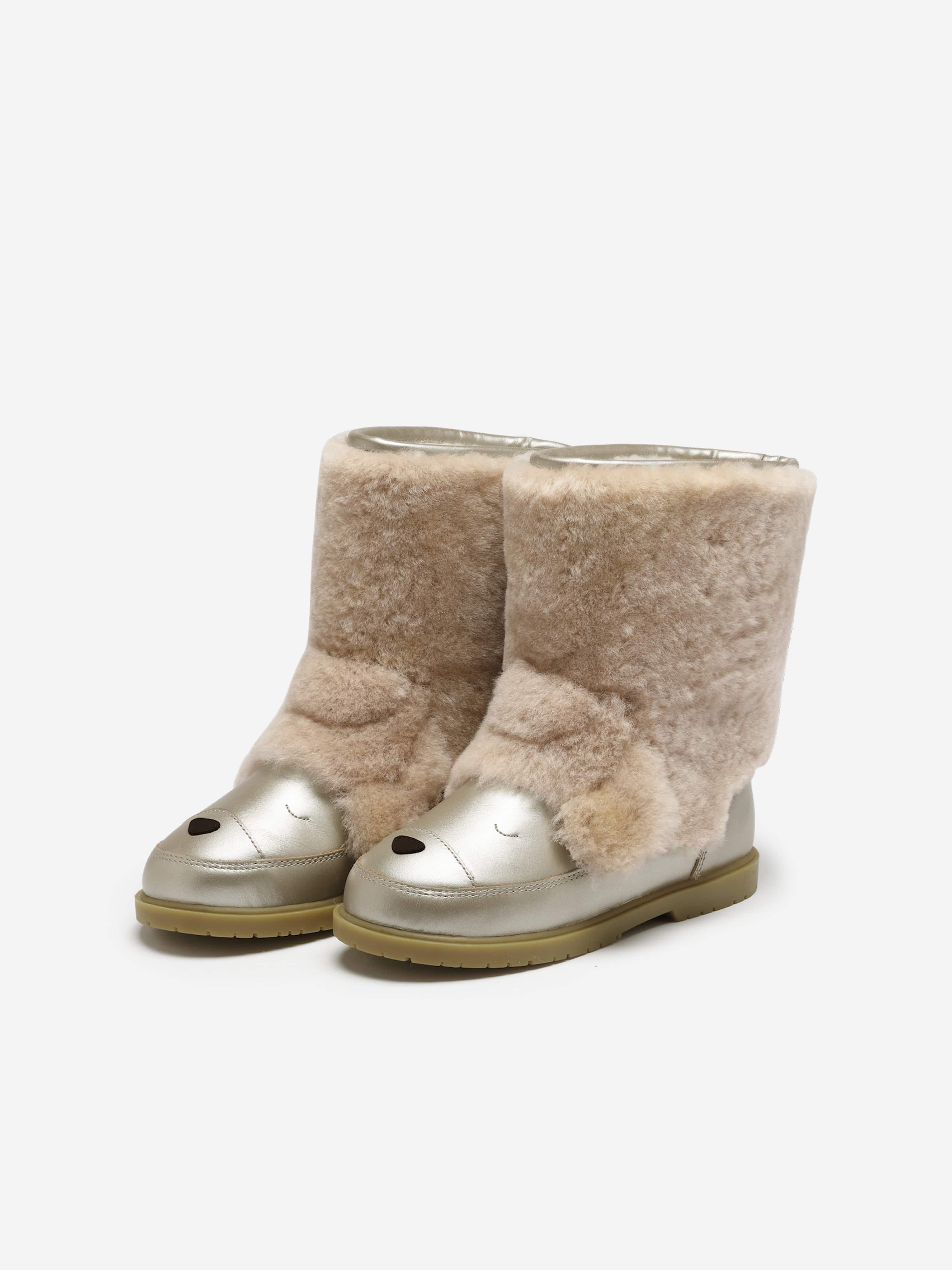 Girls Wadudu Exclusive Poodle Boots in Beige