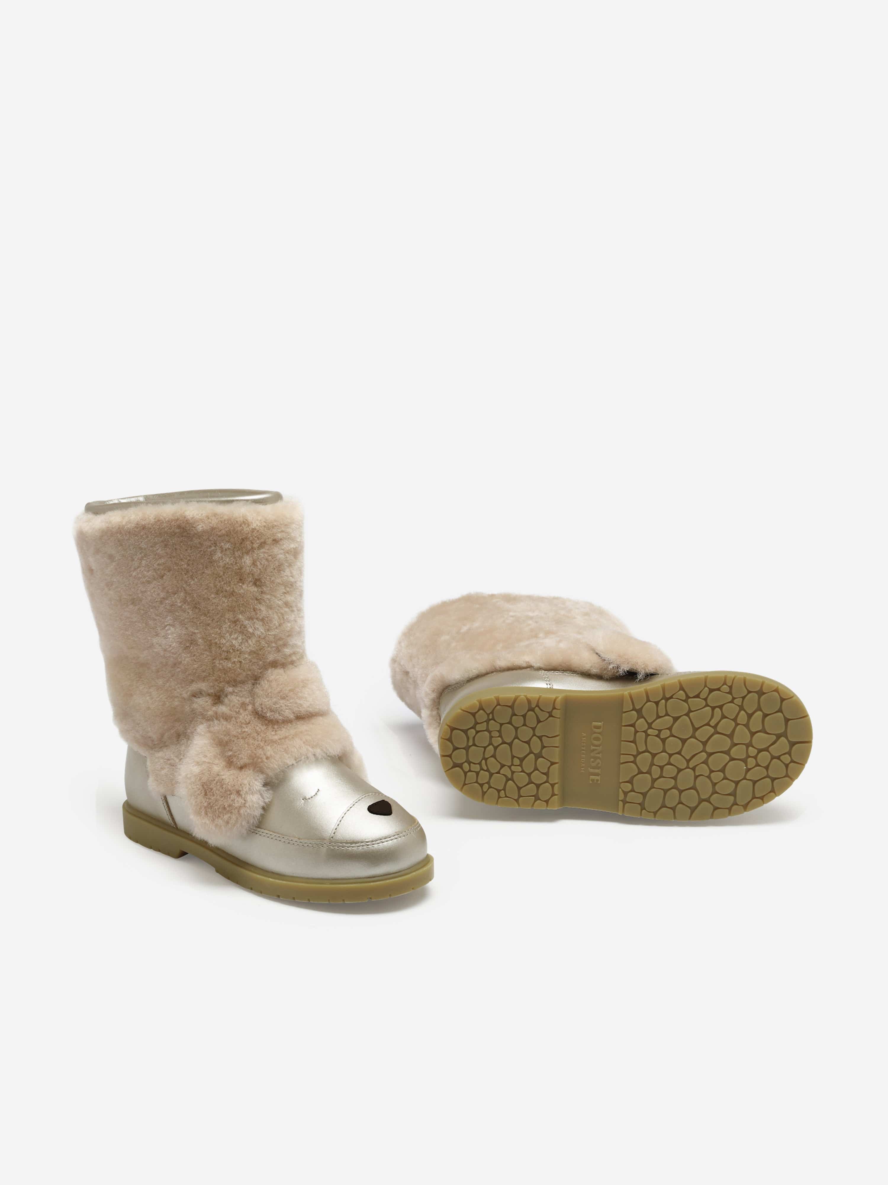 Girls Wadudu Exclusive Poodle Boots in Beige
