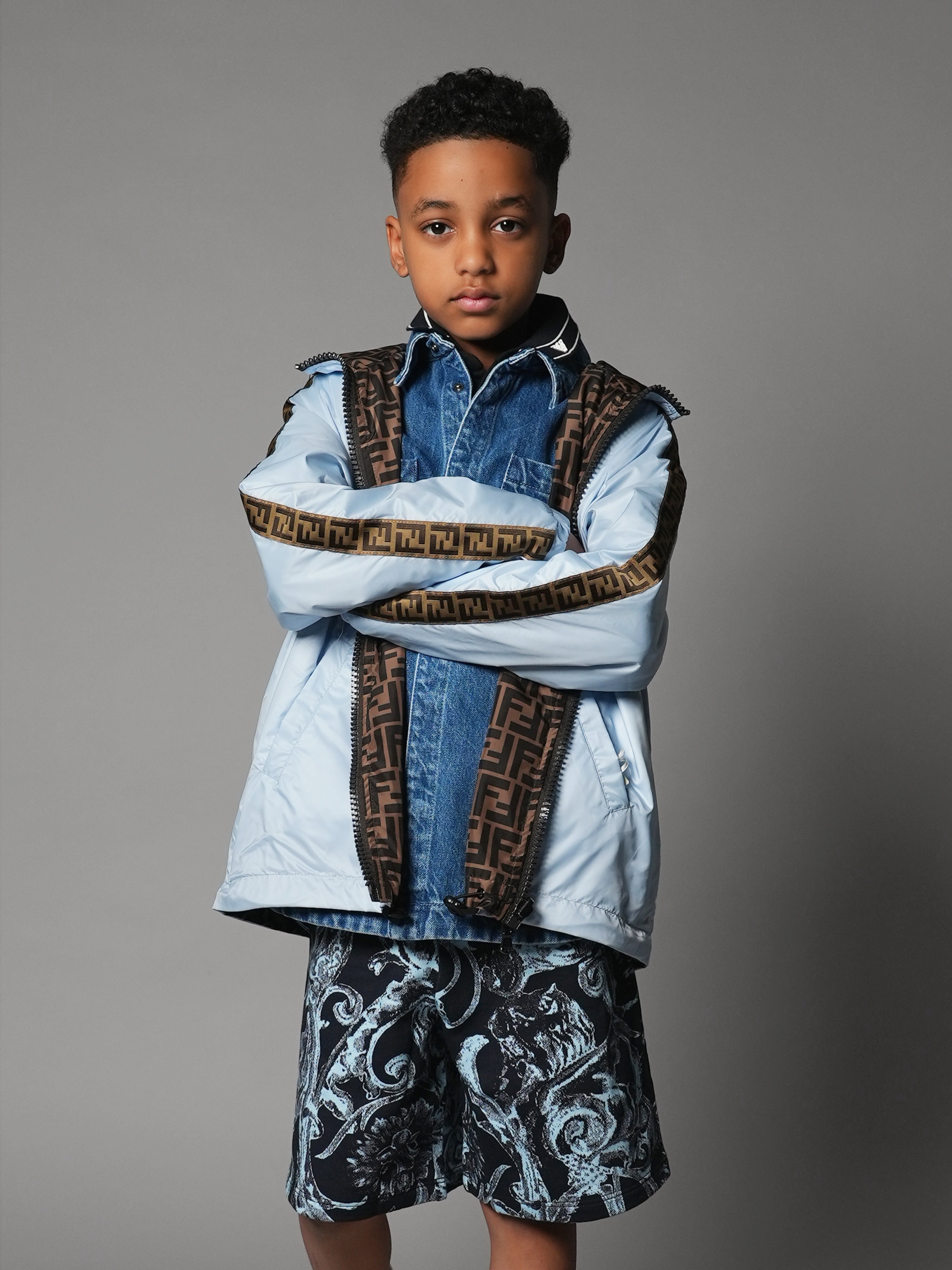 Kids FF Logo Reversible Windbreaker in Blue