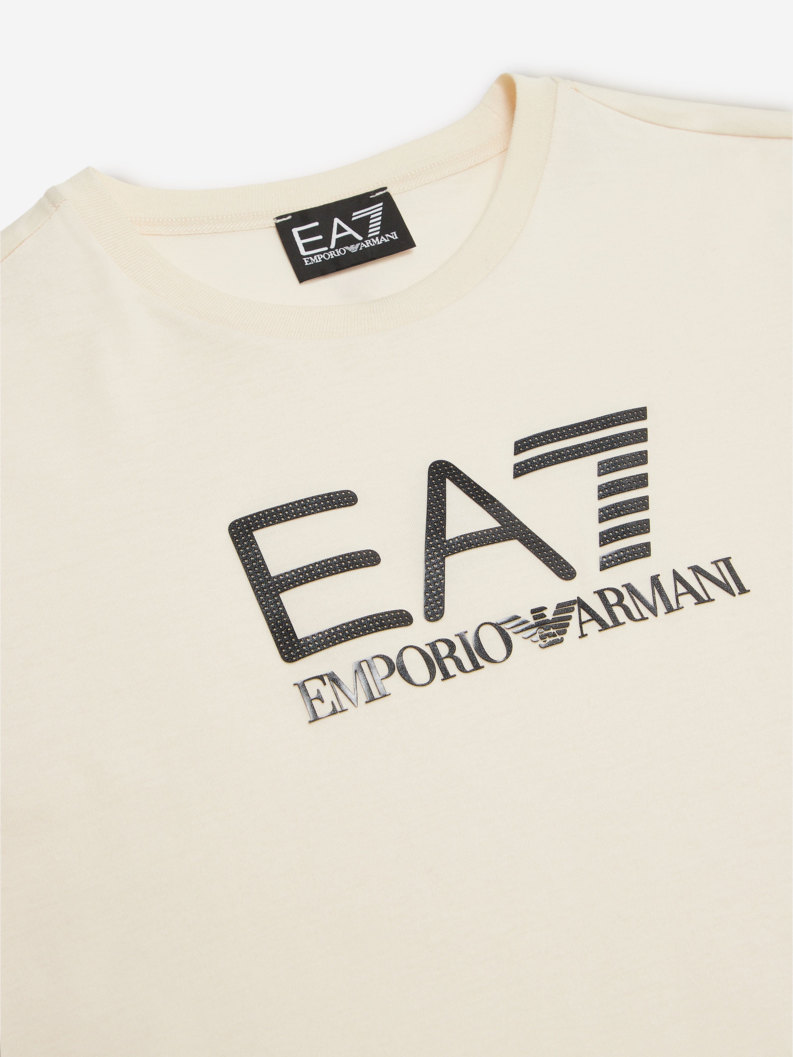 EA7 Emporio Armani Boys Logo T-Shirt in Beige
