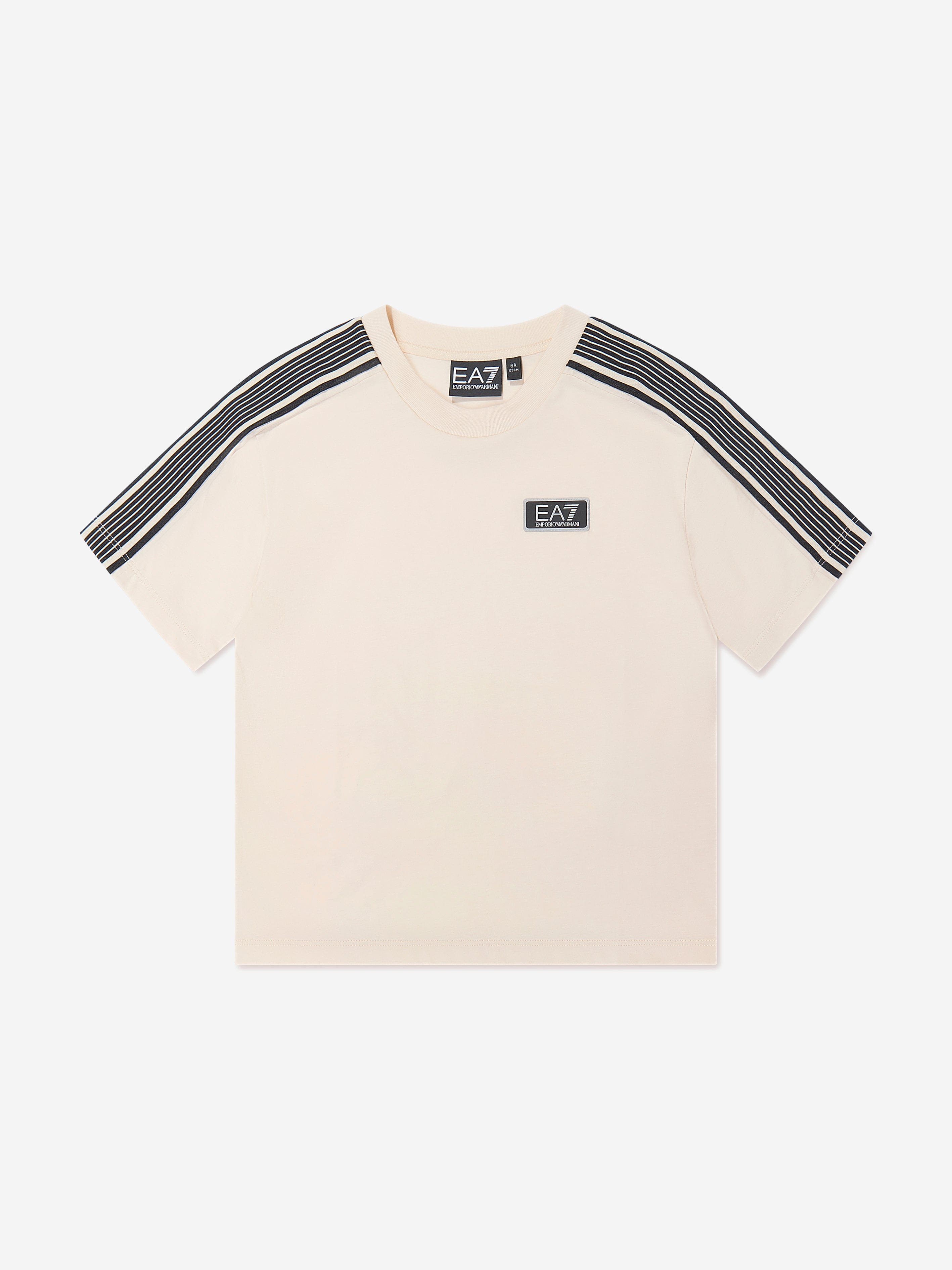 EA7 Emporio Armani Boys Logo T-Shirt in Beige