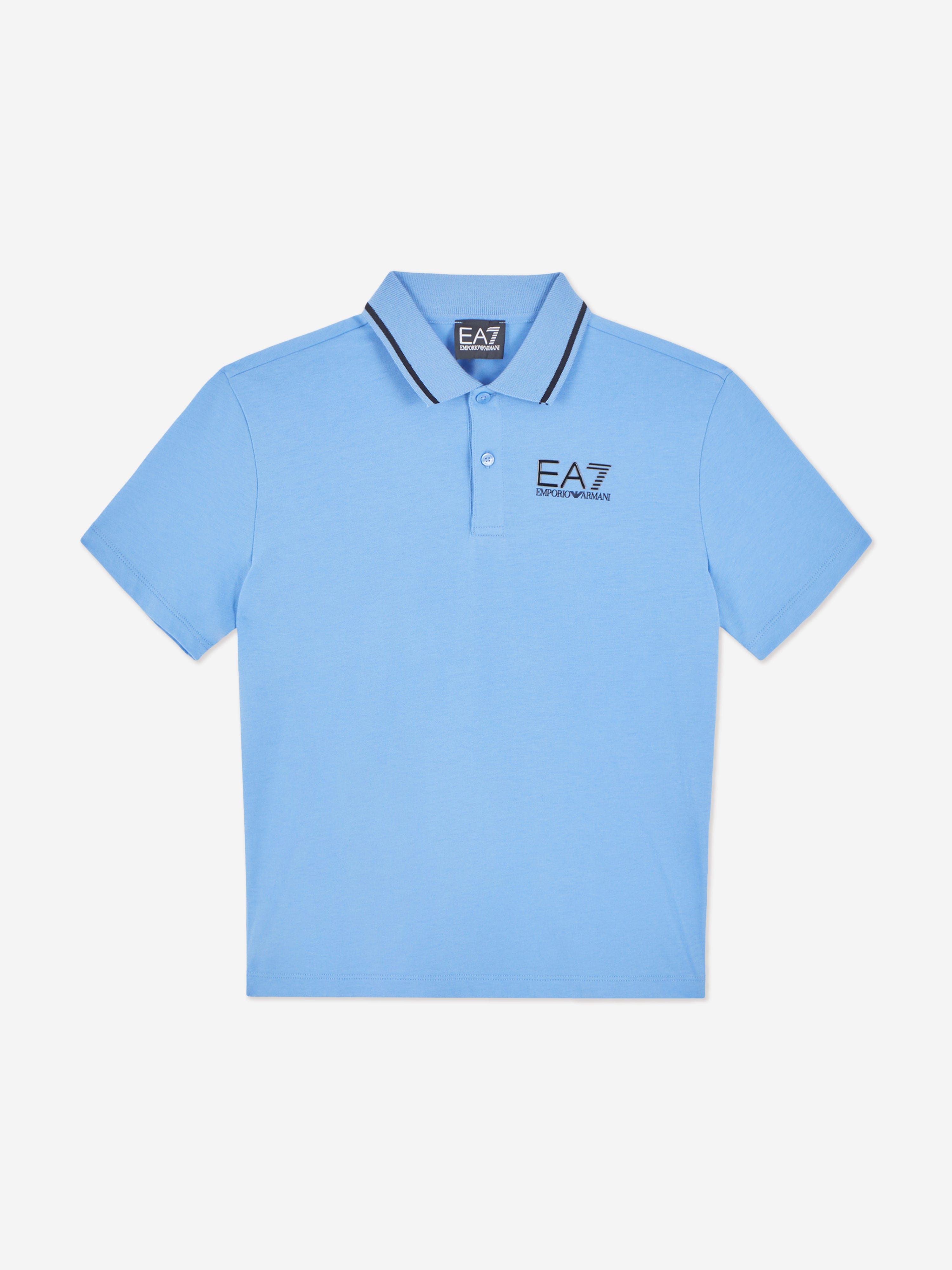 EA7 Emporio Armani Boys Logo Polo Shirt in Blue
