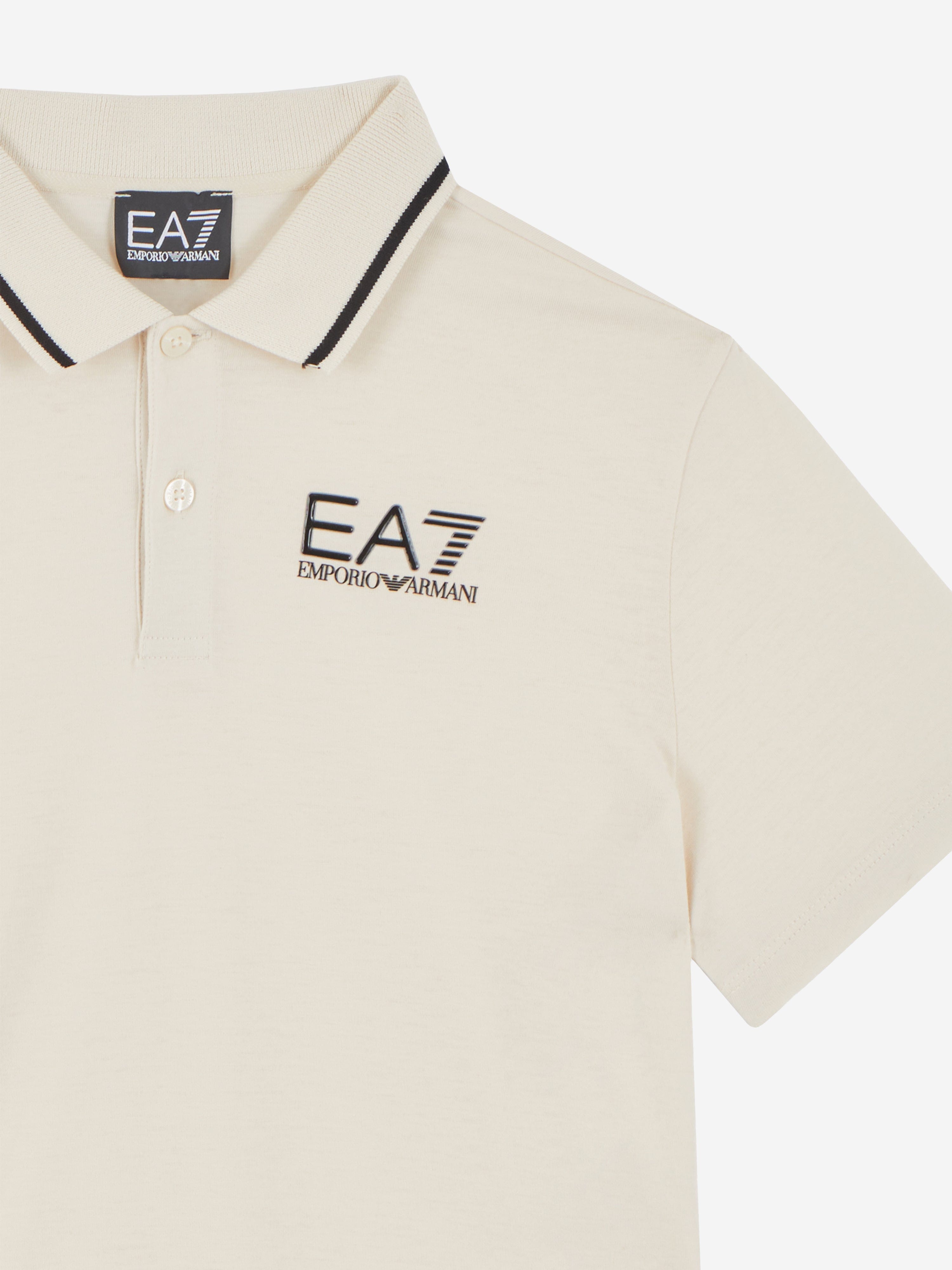 EA7 Emporio Armani Boys Logo Polo Shirt in Beige