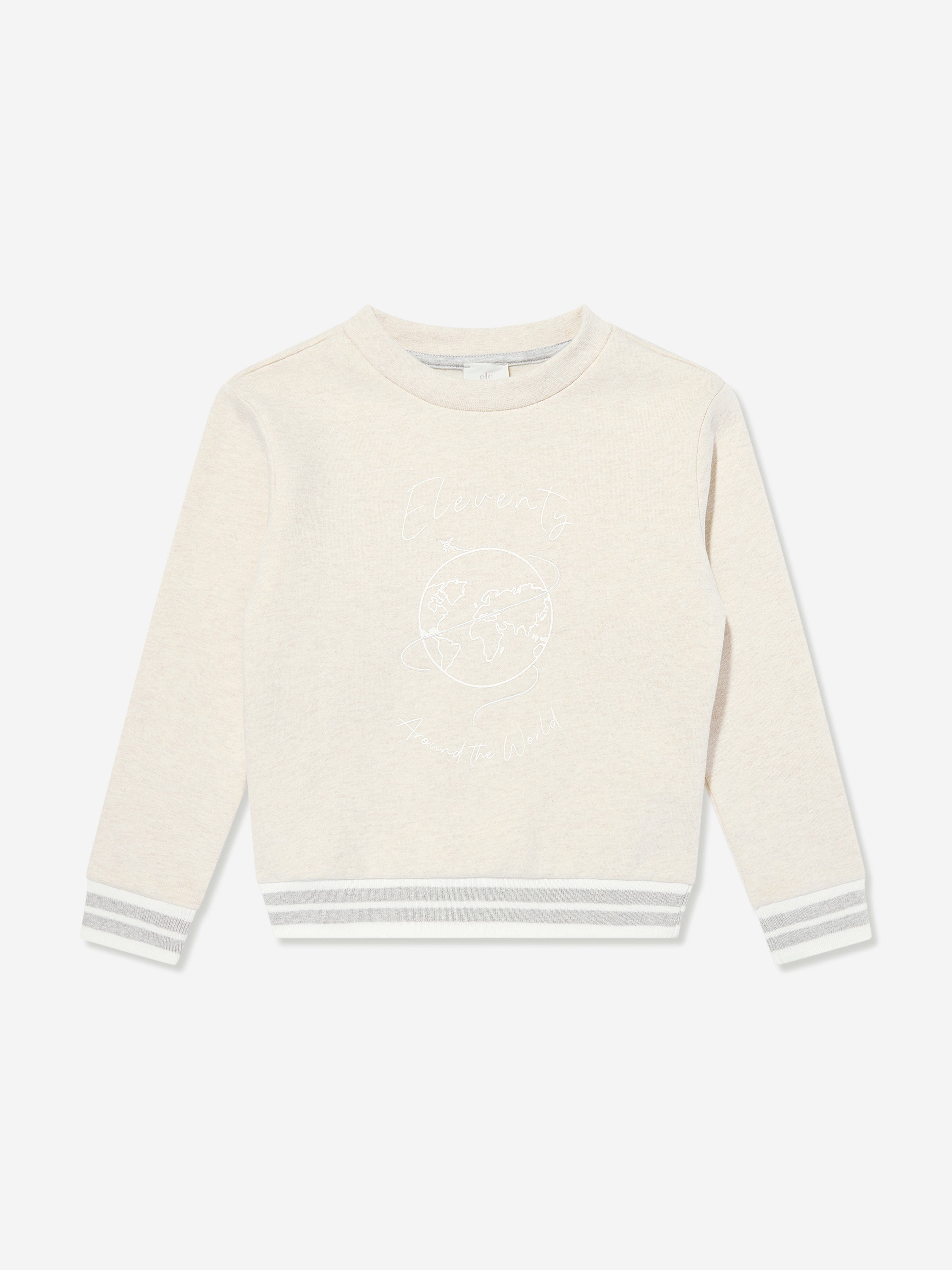 Eleventy Boys Around The World Sweatshirt in Beige