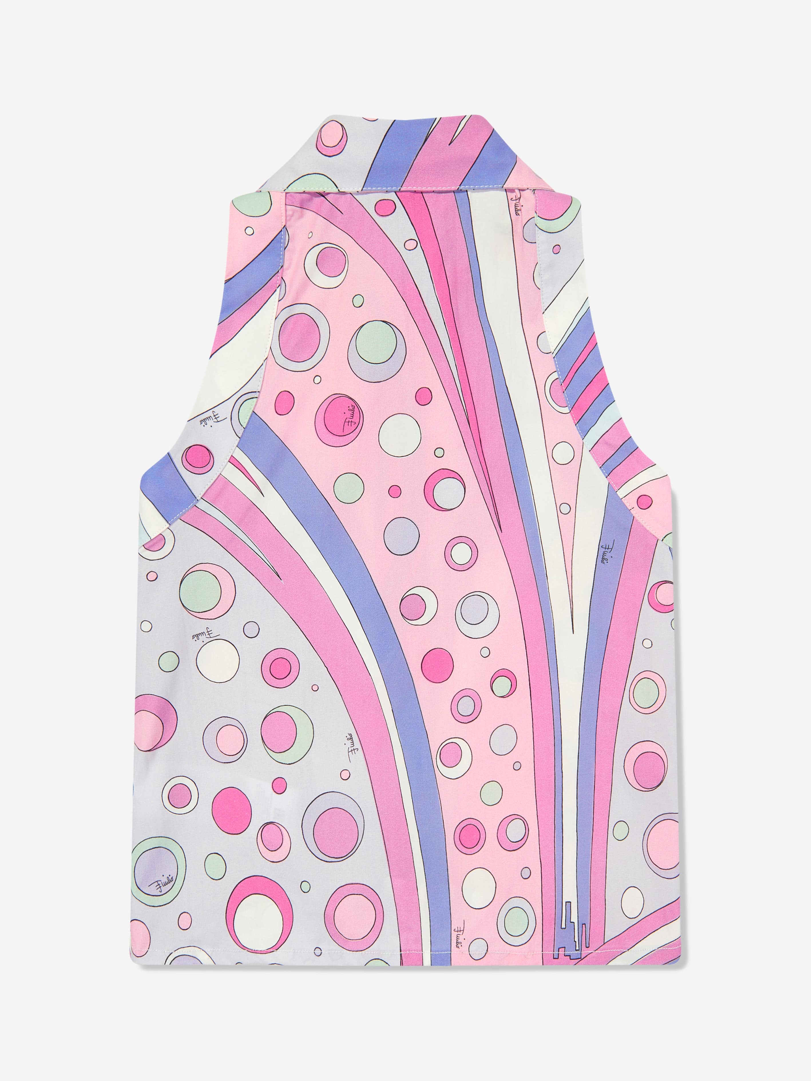 Girls Fontane Print Sleeveless Blouse in Pink