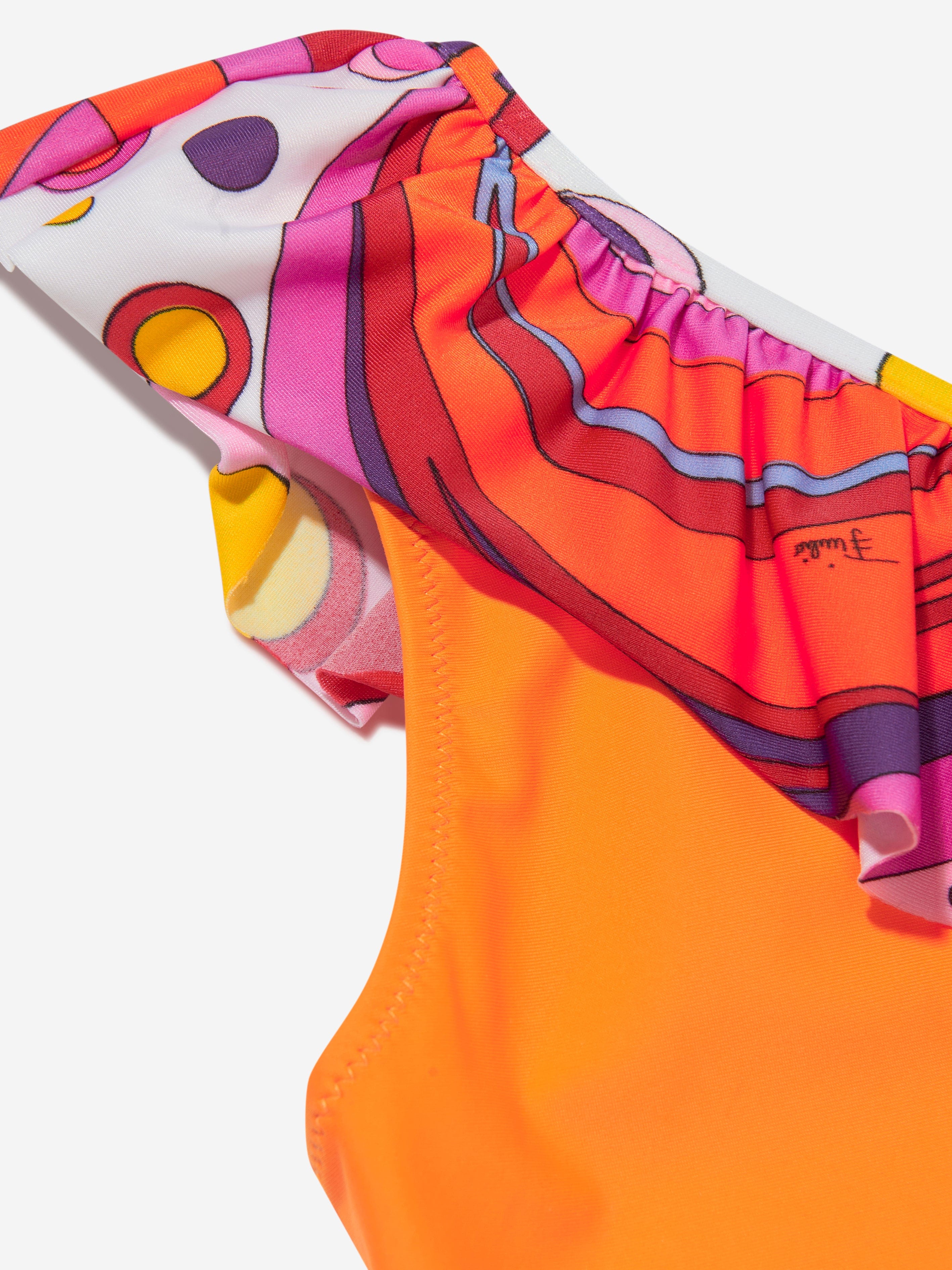 Maillot de bain asymétrique pour fille orange