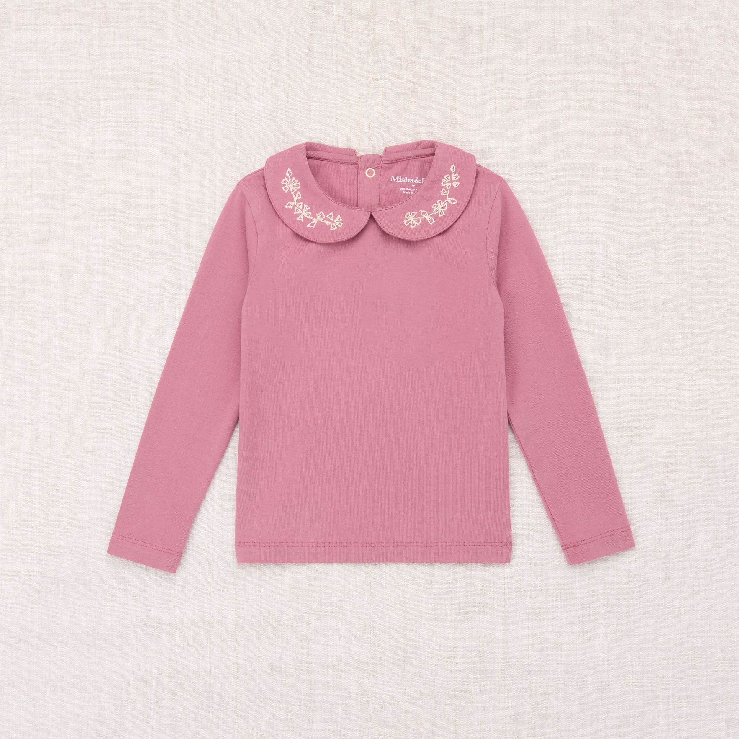 Girls Pink Embroidered Cotton T-Shirt