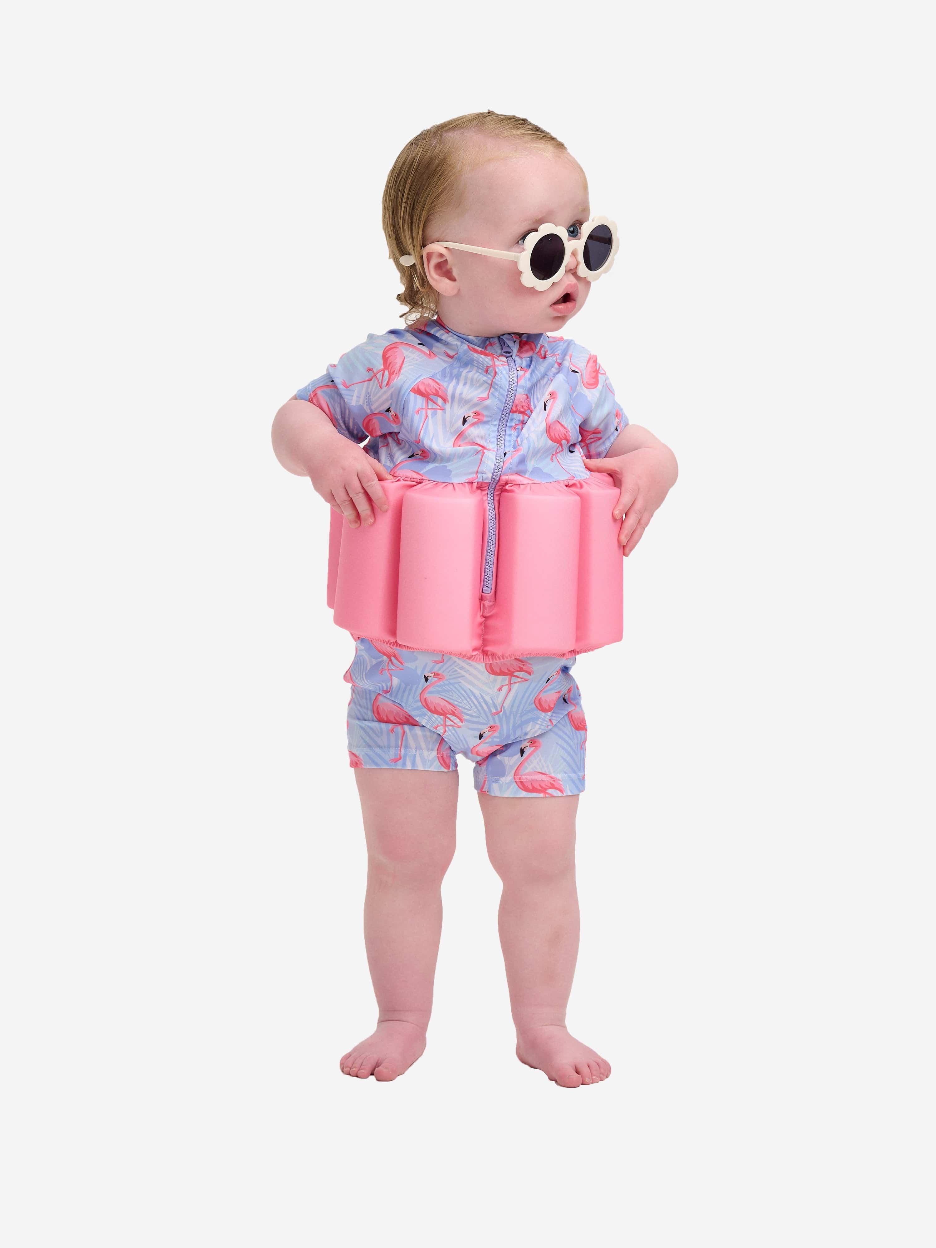 Soli Swim Baby Girls Flamingo Float Suit (UPF50+) in Purple