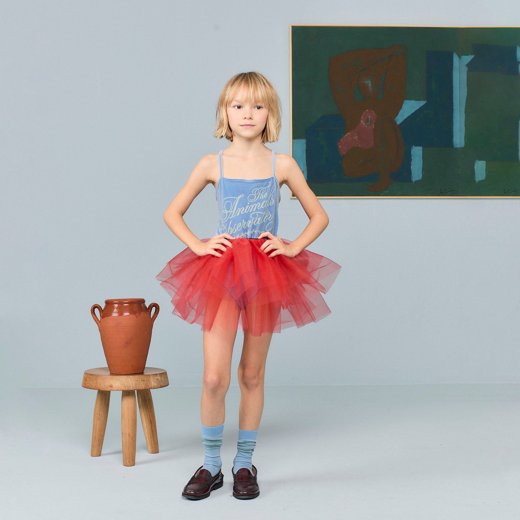 Chaussettes en coton bleu clair avec logo pour garçons et filles