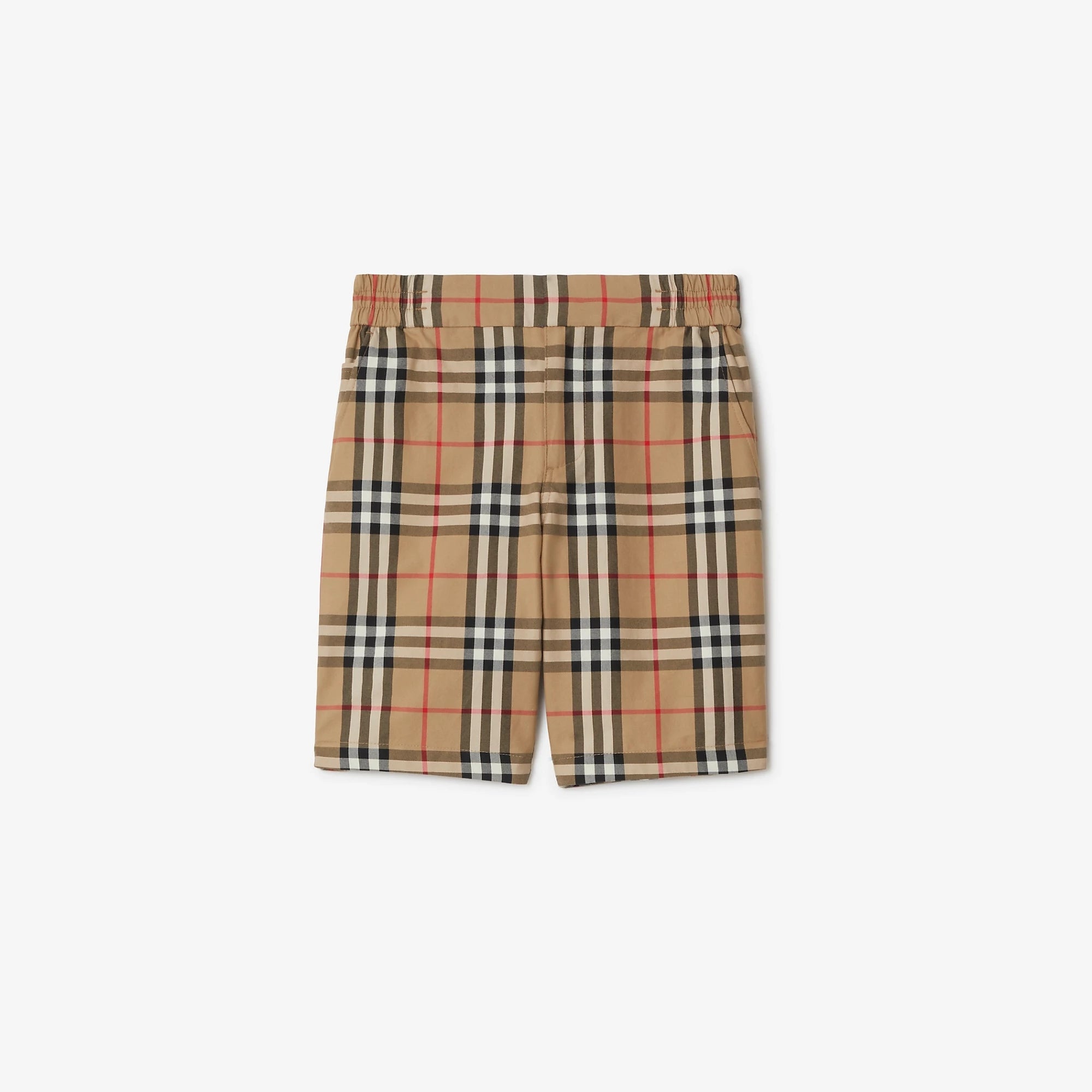 Boys Beige Check Cotton Shorts