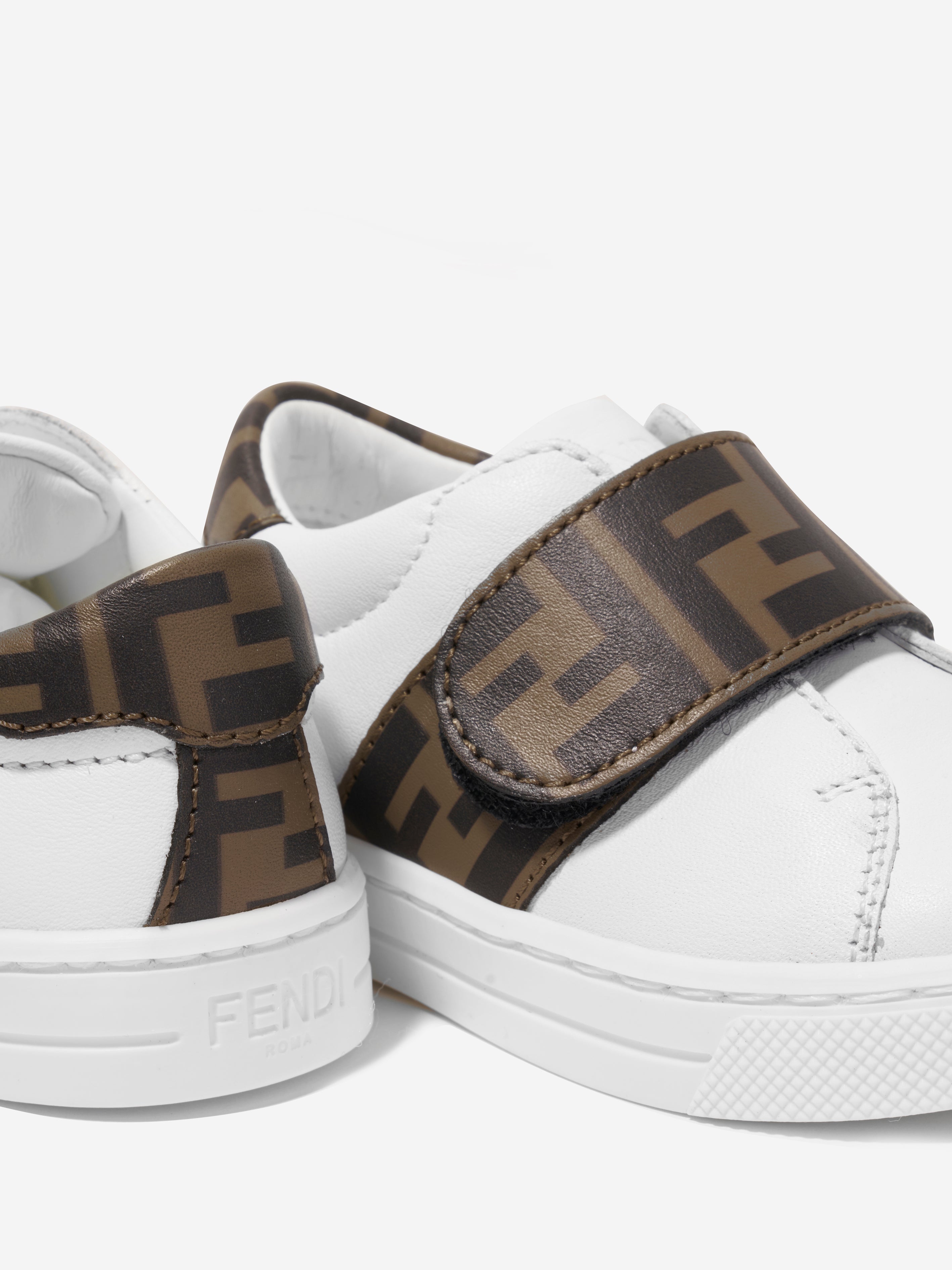 Kids Leather FF Logo Trainers in White