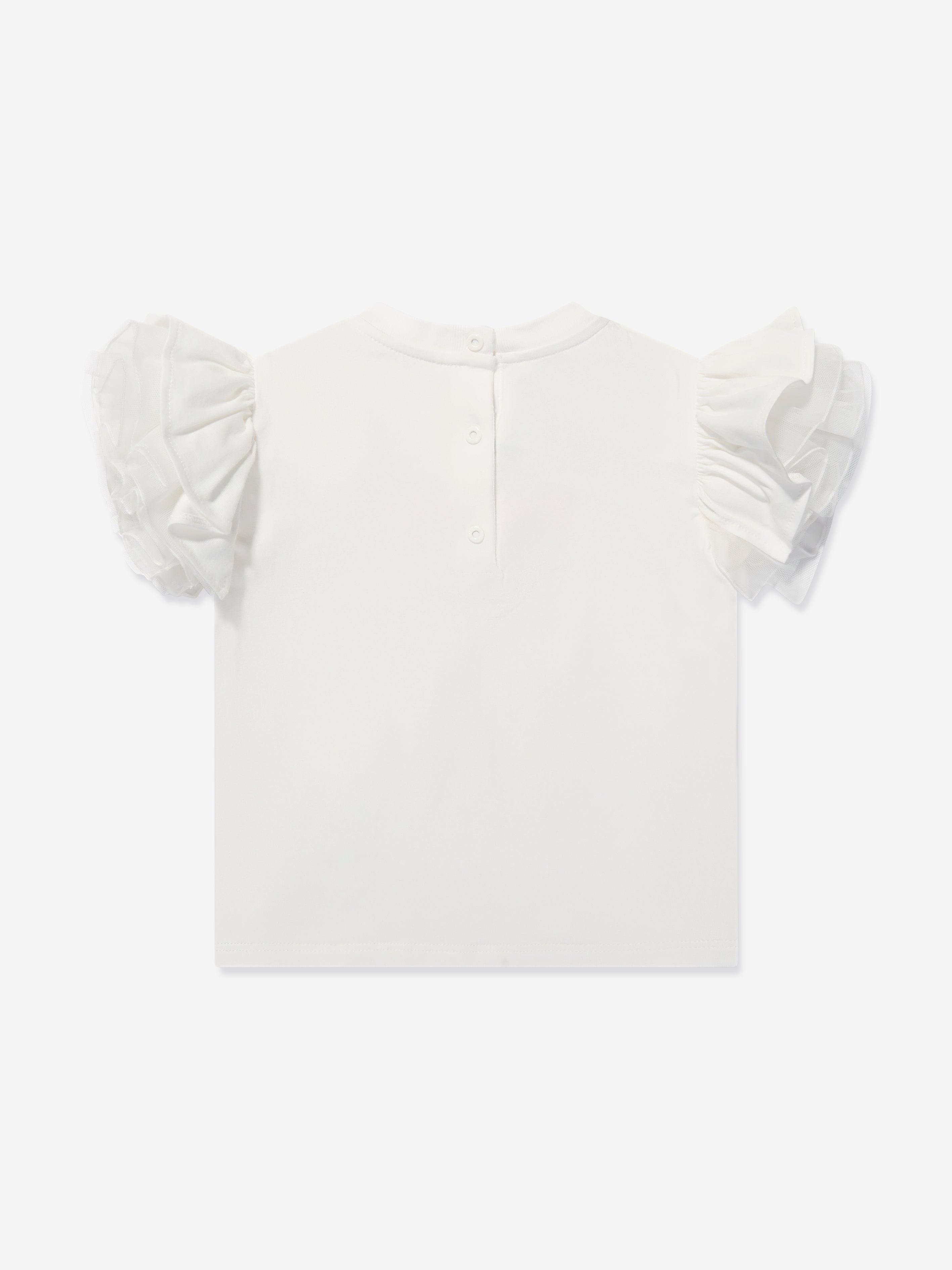 Baby Girls Tulle Sleeve T-Shirt in Ivory