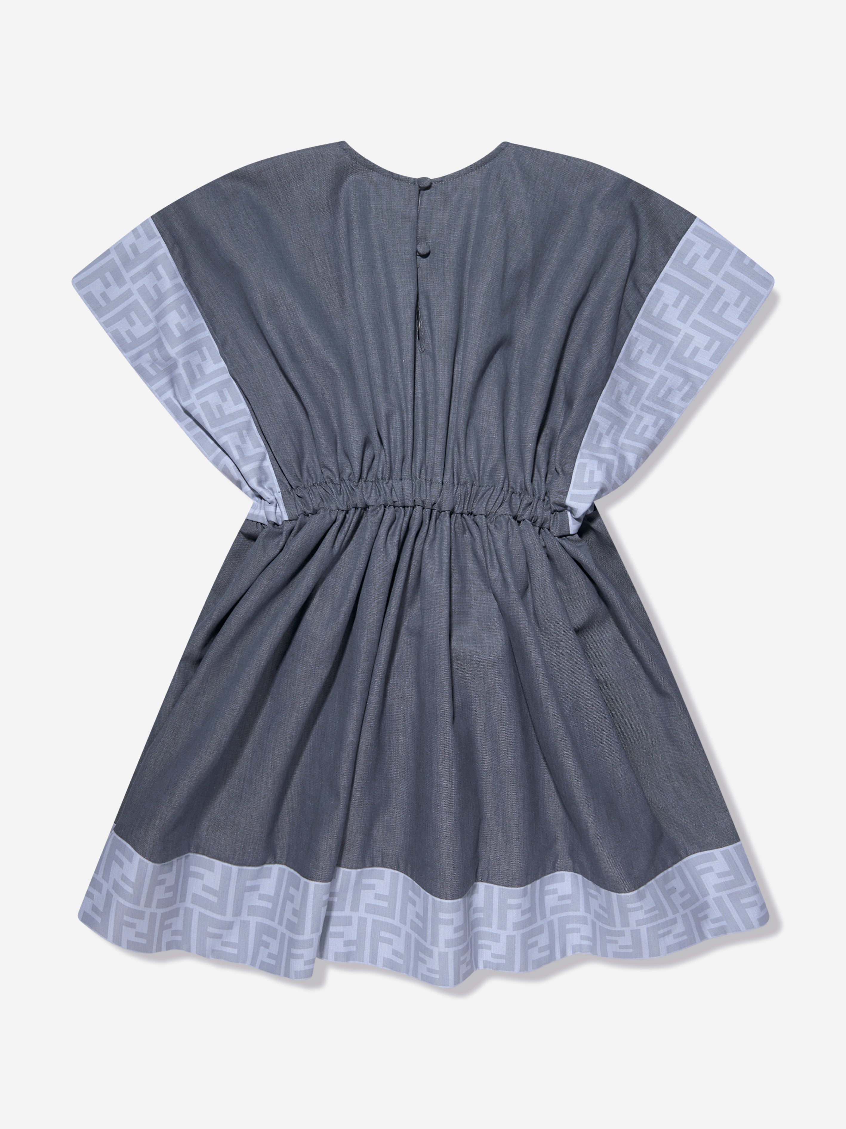 Girls Chambray FF Logo Dress in Blue