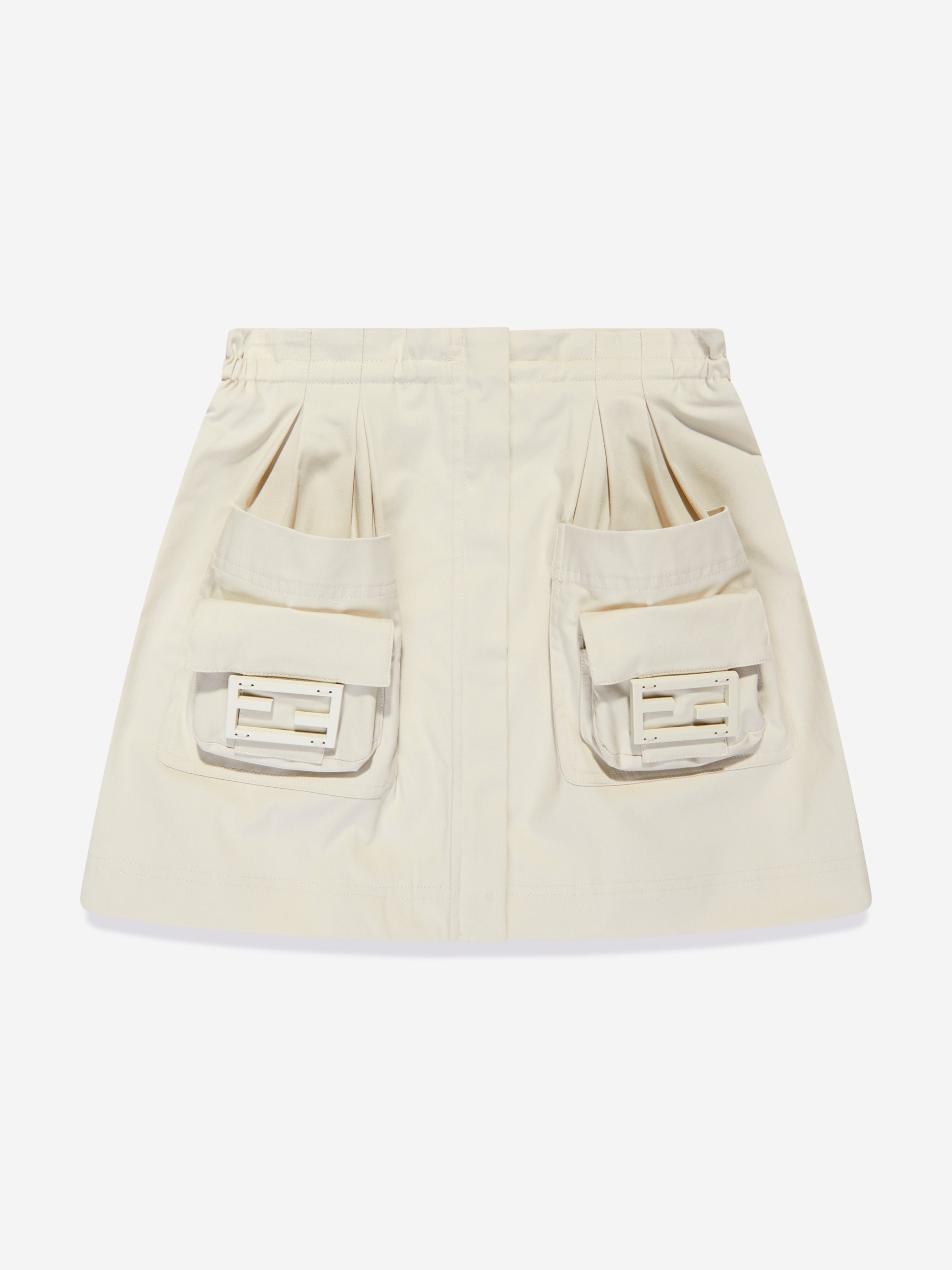Girls Cargo Pocket Skirt in Ivory