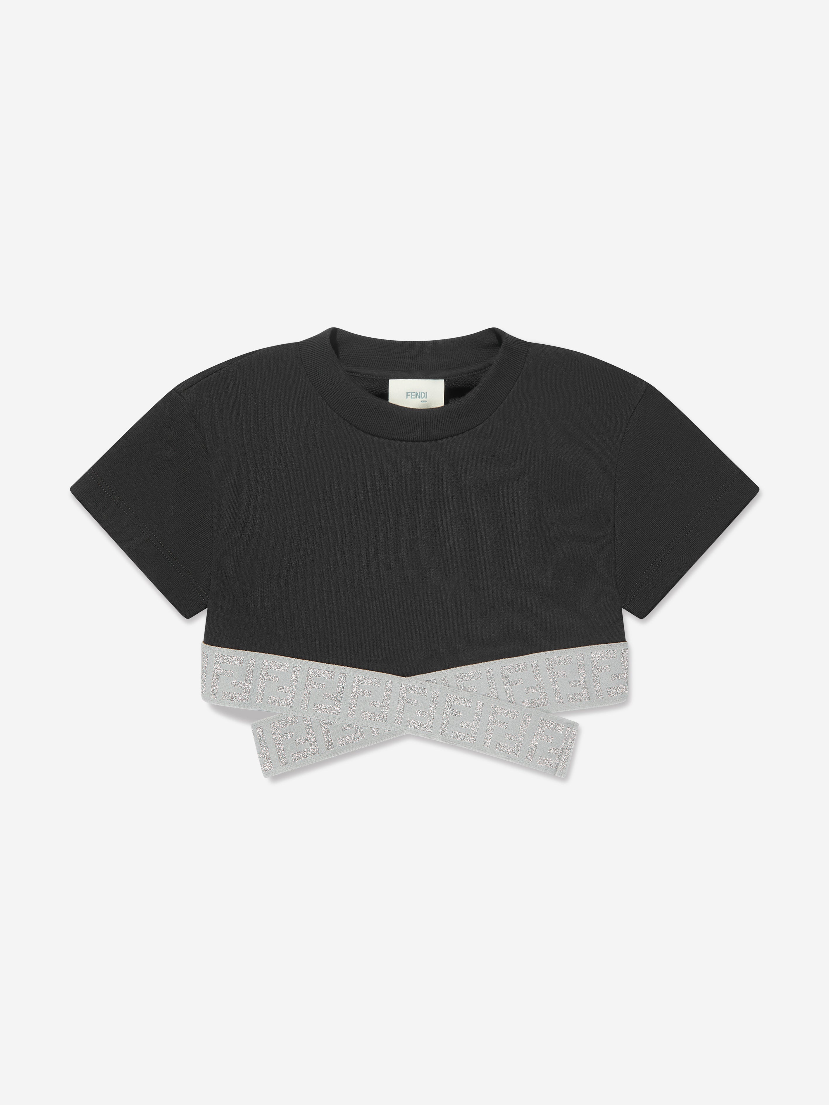 Girls Cropped FF Logo Top in Black