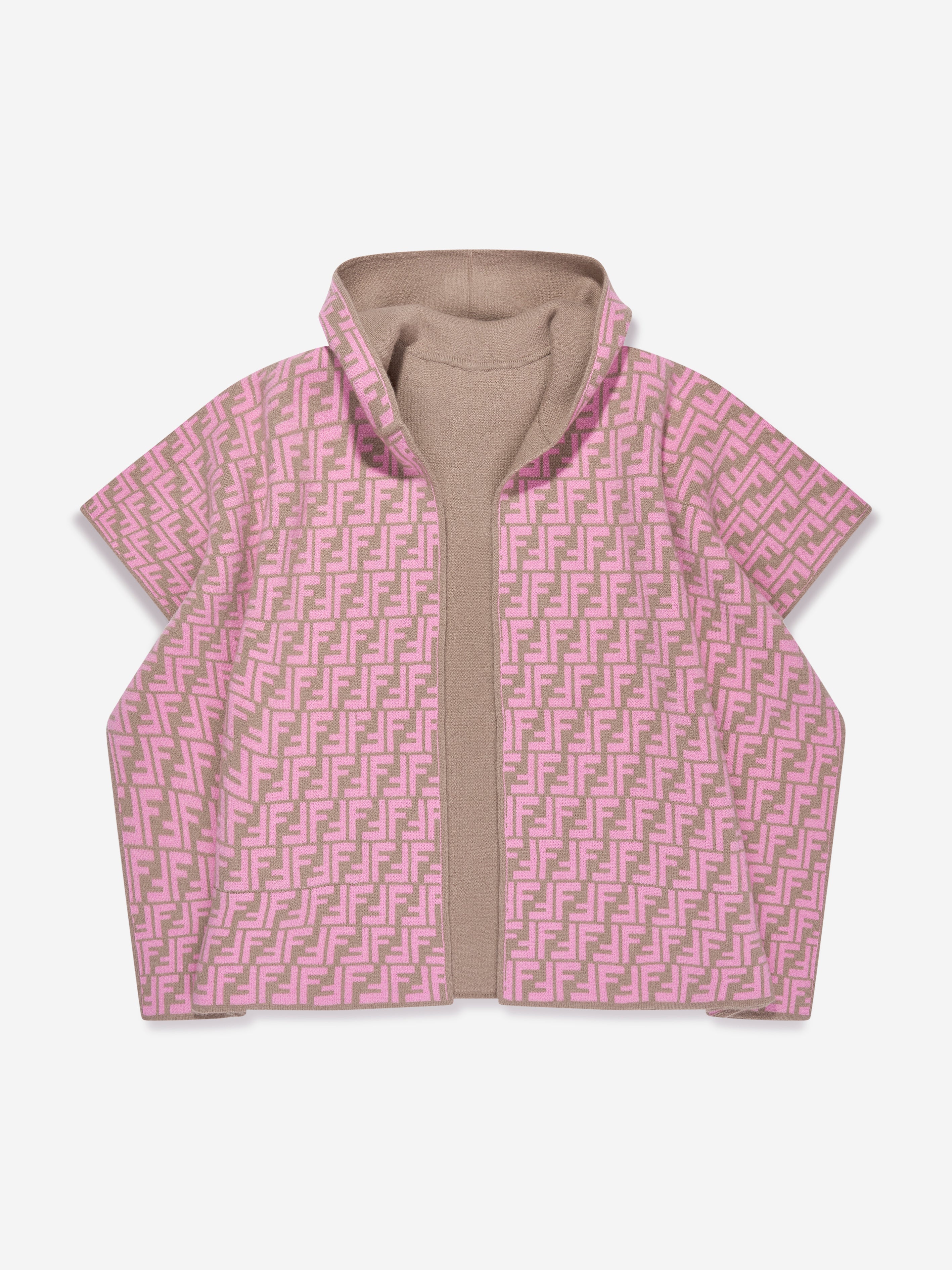 Girls Wool And Cashmere Reversible Cape in Grey