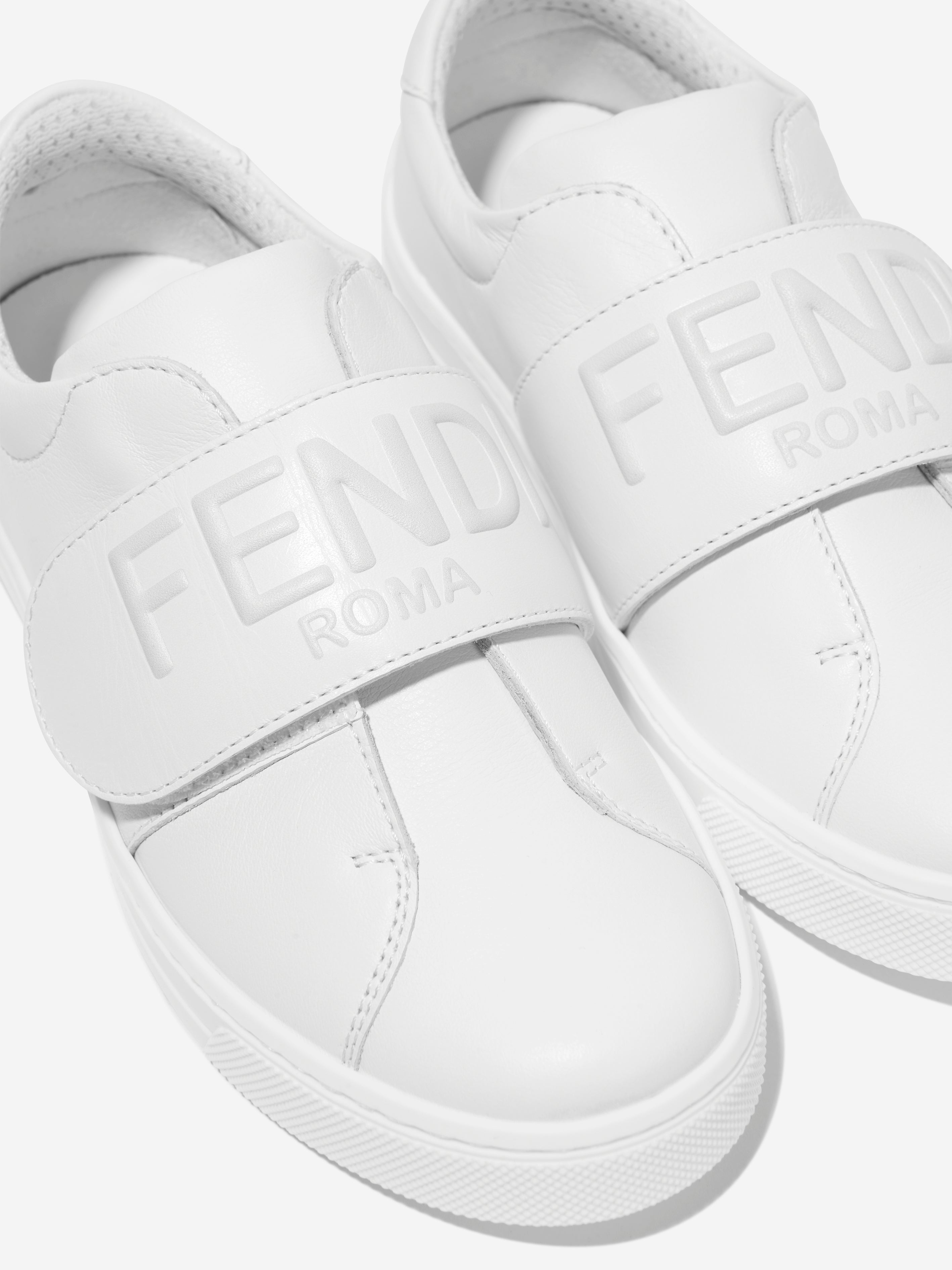 Kids Leather Logo Trainers in White