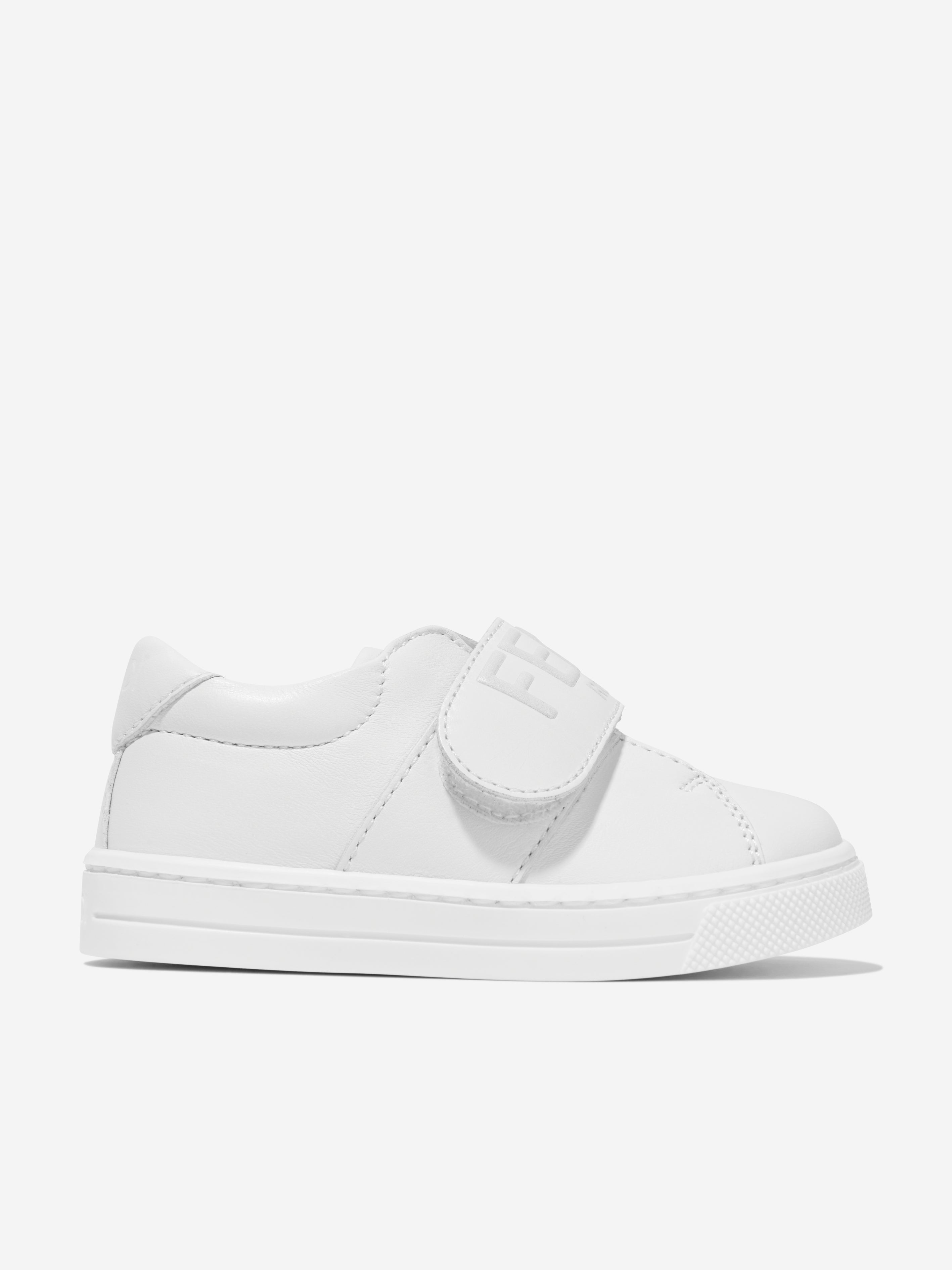 Kids Leather Logo Trainers in White