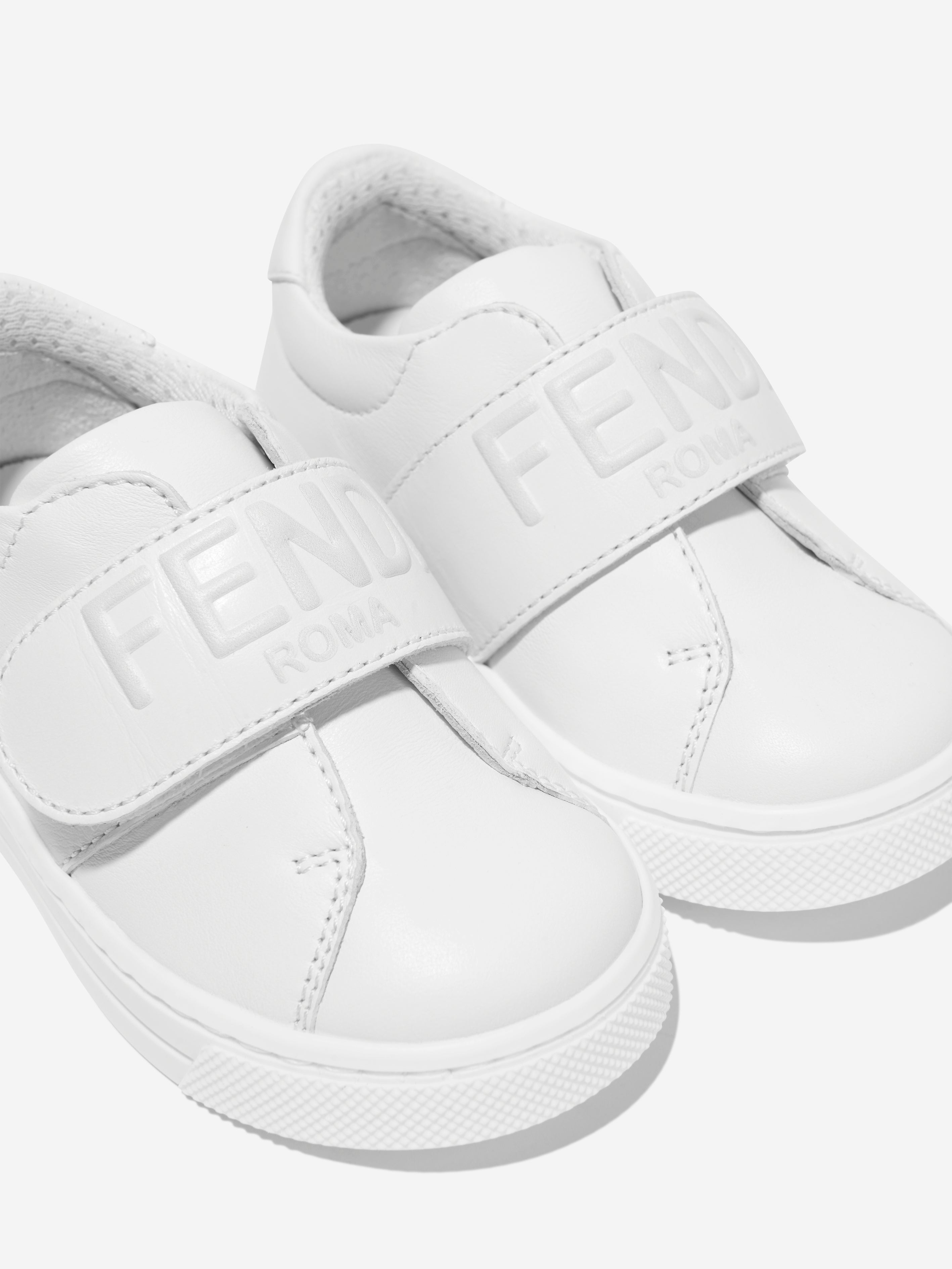Kids Leather Logo Trainers in White