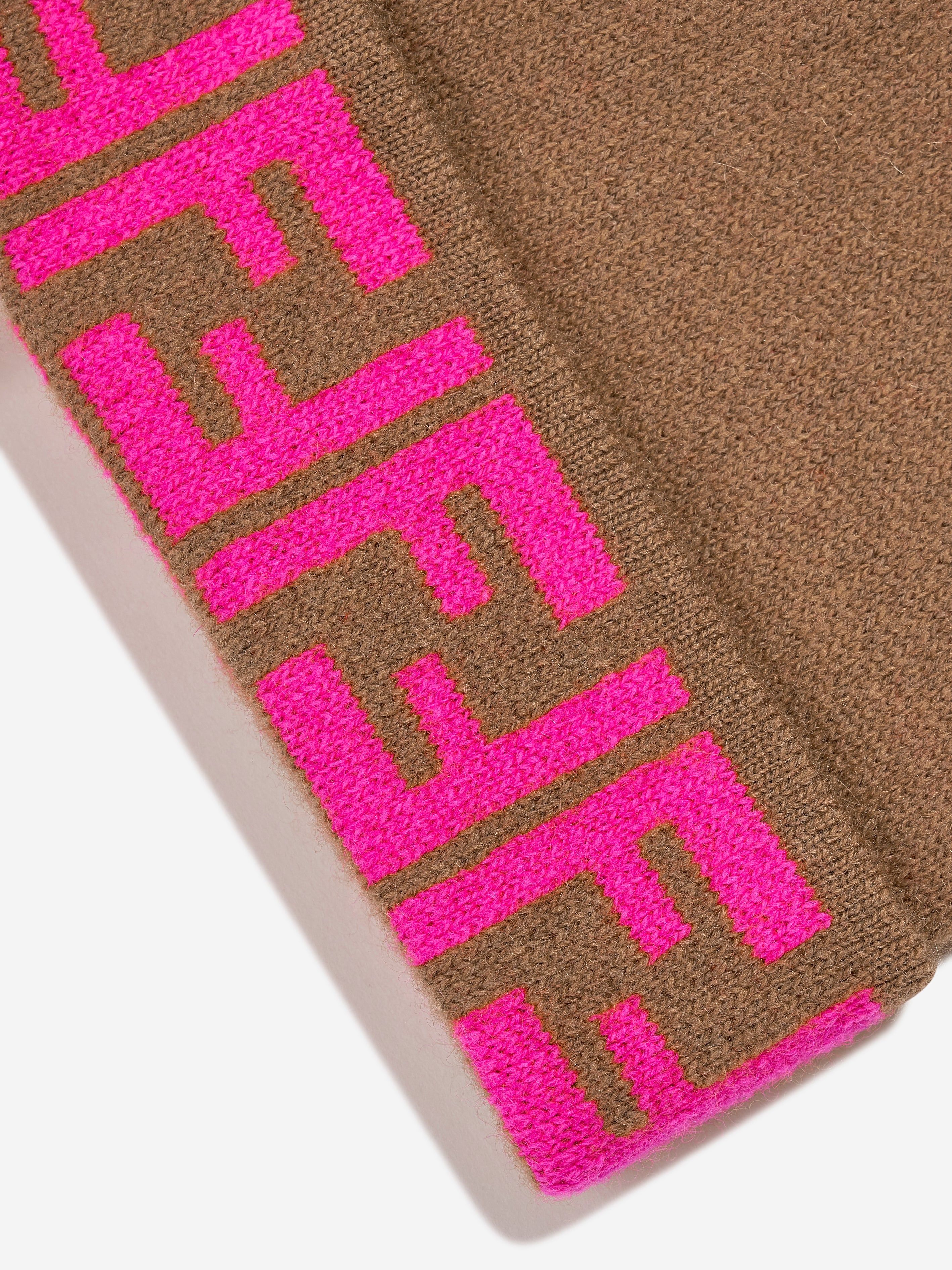 Girls FF Logo Reversible Beanie in Beige
