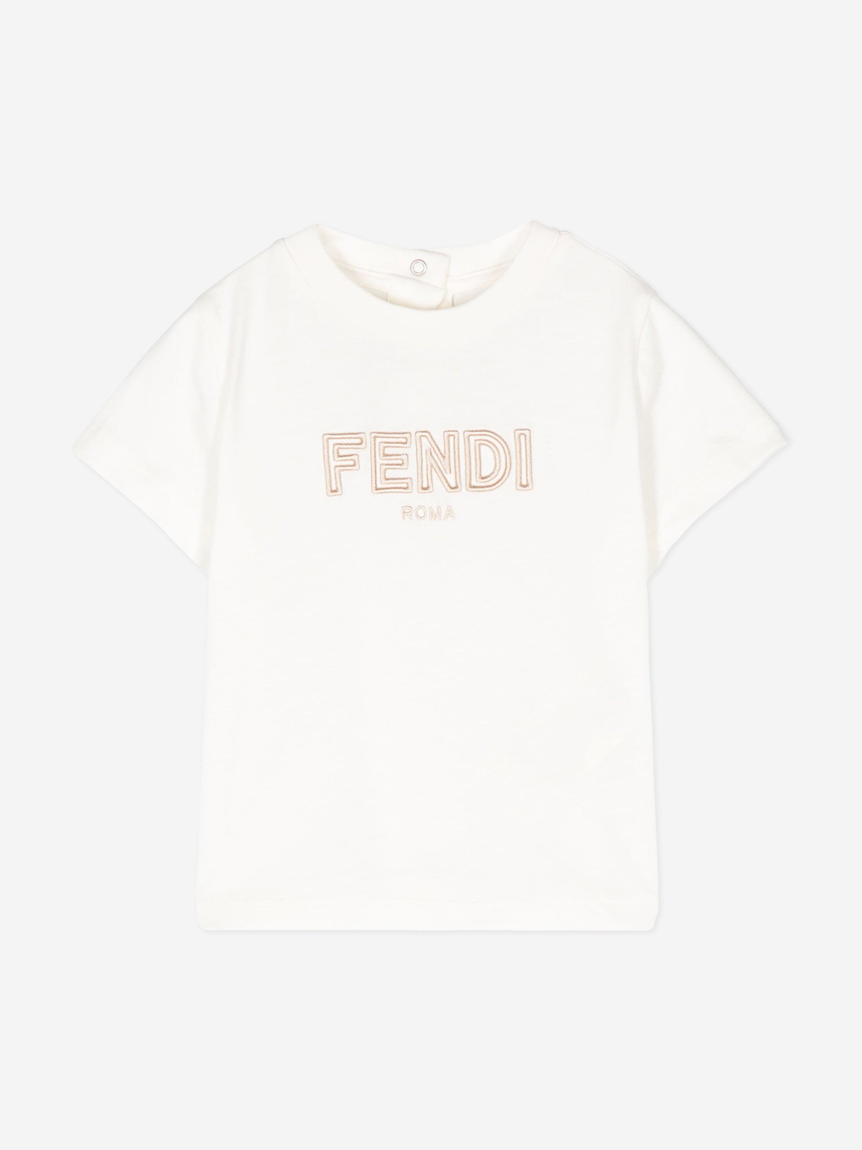 Fendi Baby Logo T-Shirt in Ivory