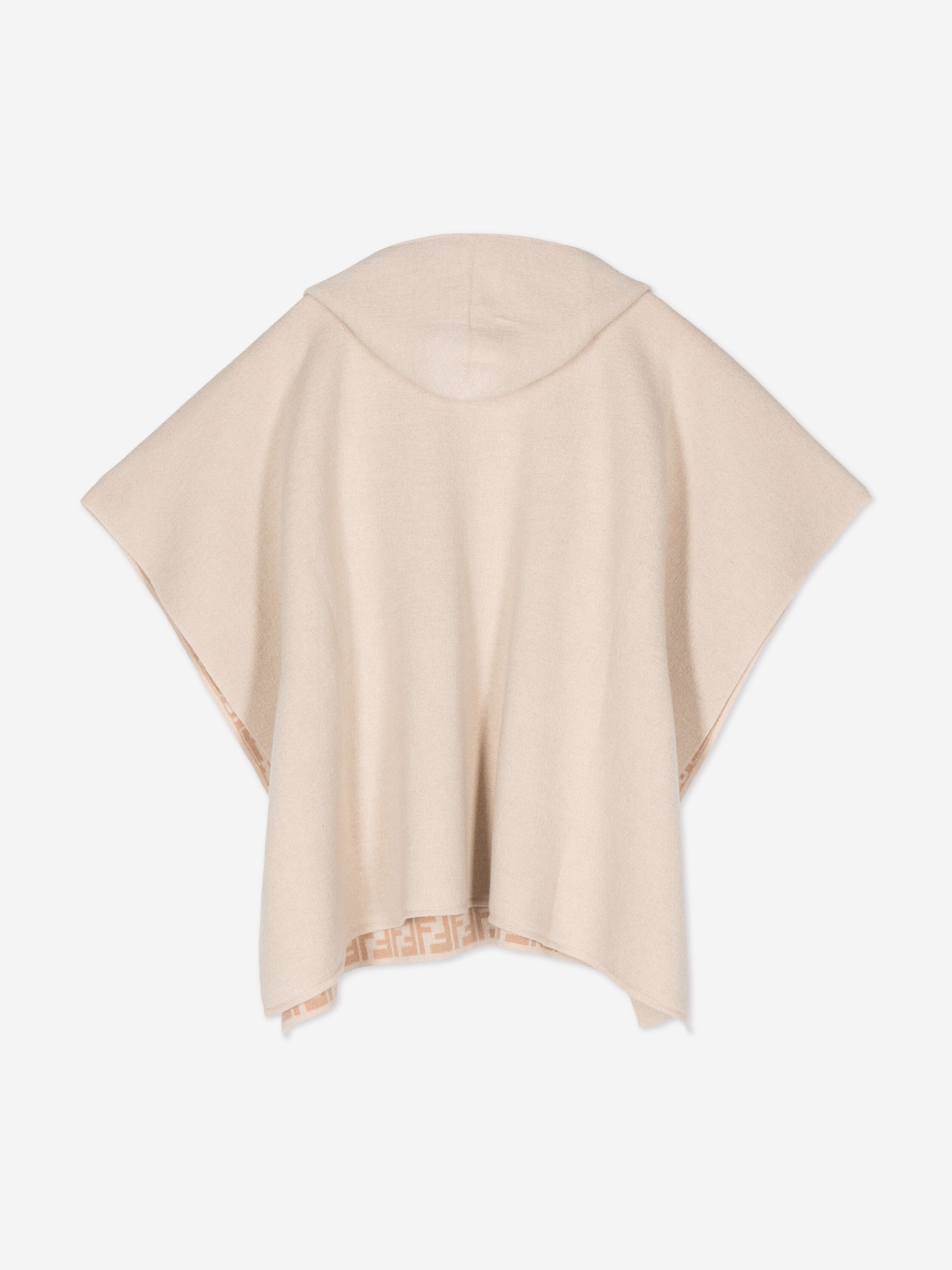 Girls Wool Reversible Cape in Beige