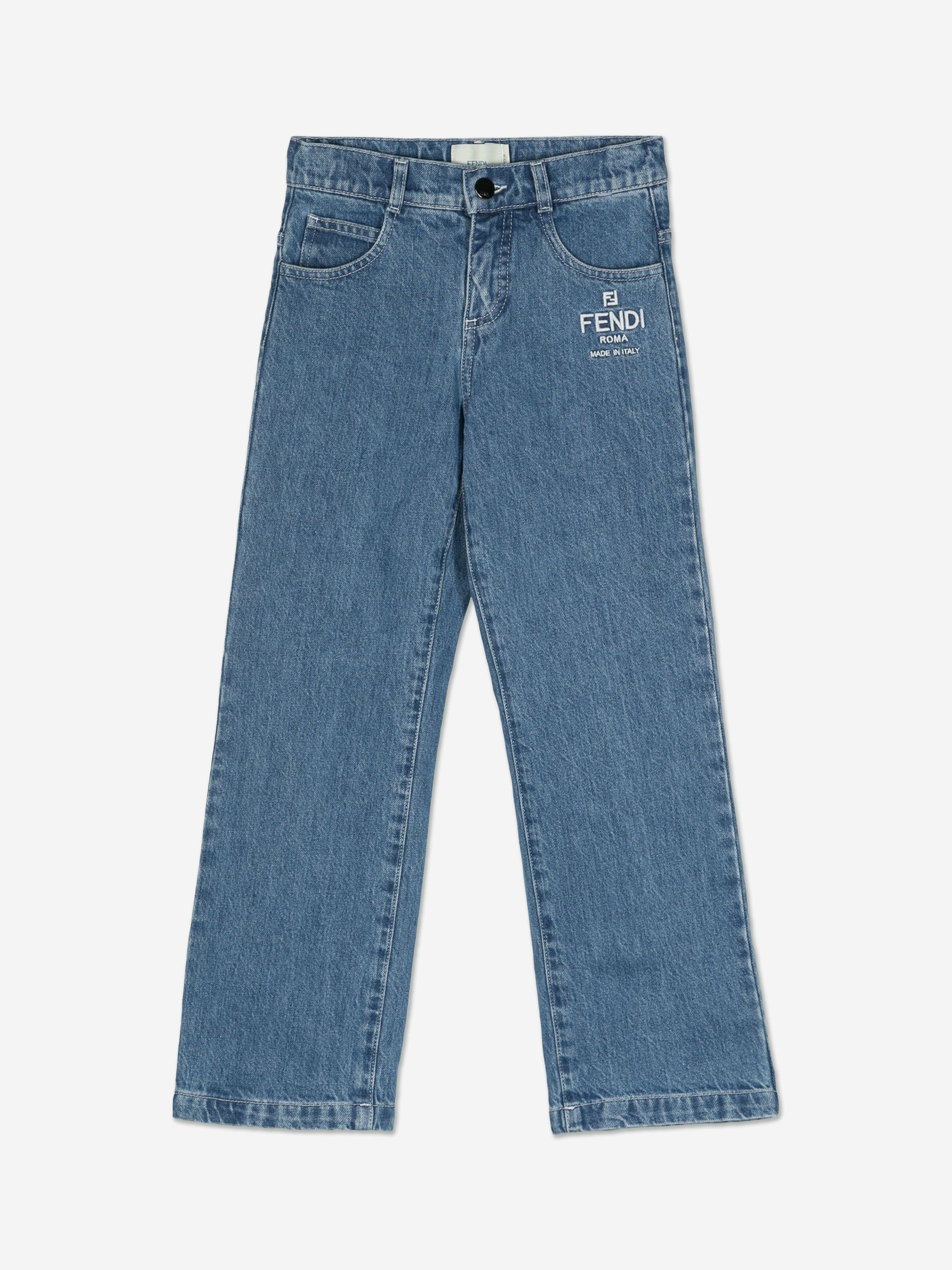Kids Washed Denim Regualr Jeans in Blue