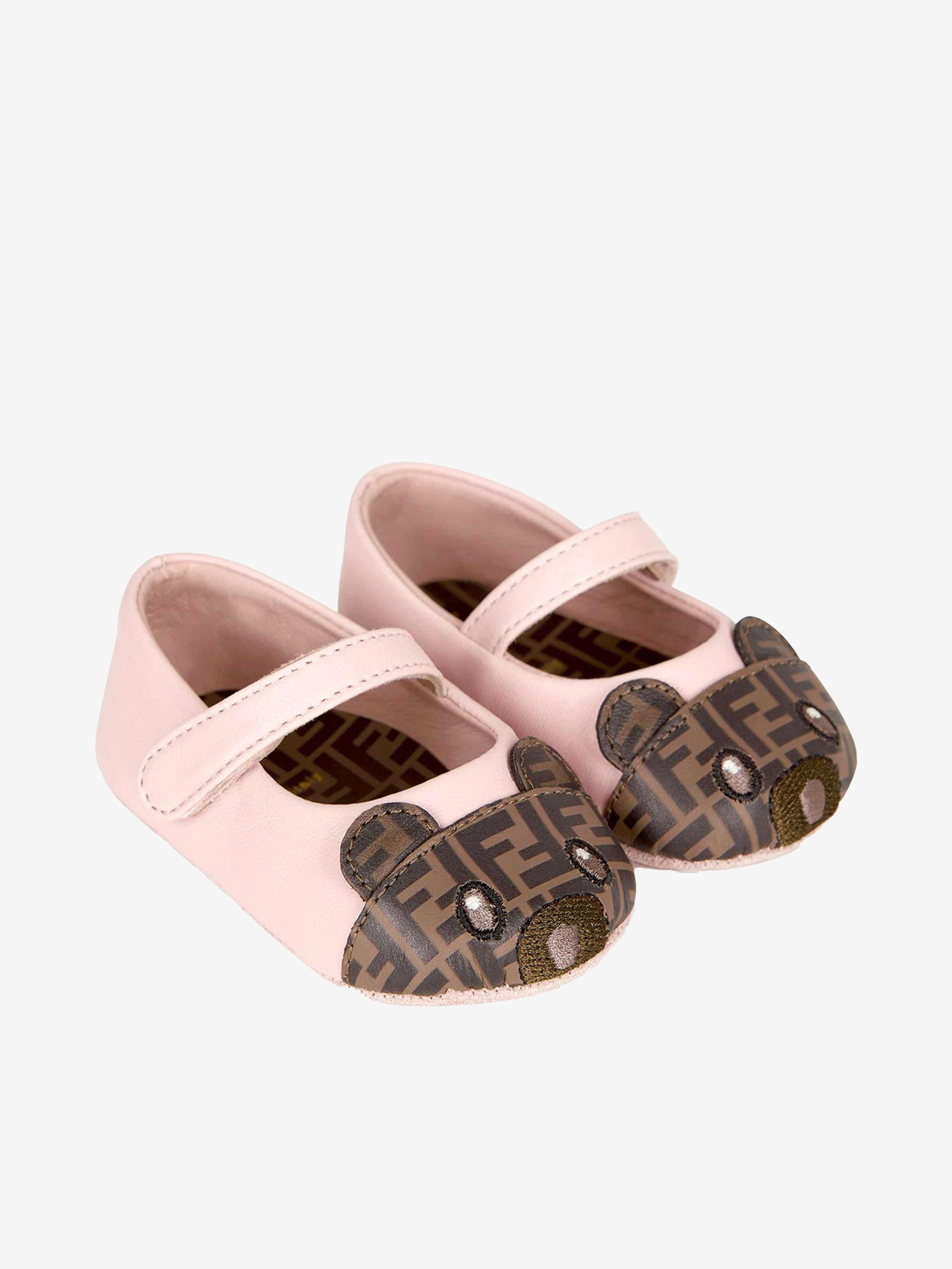 Baby Girls Leather Bear Logo Shoes in Pink