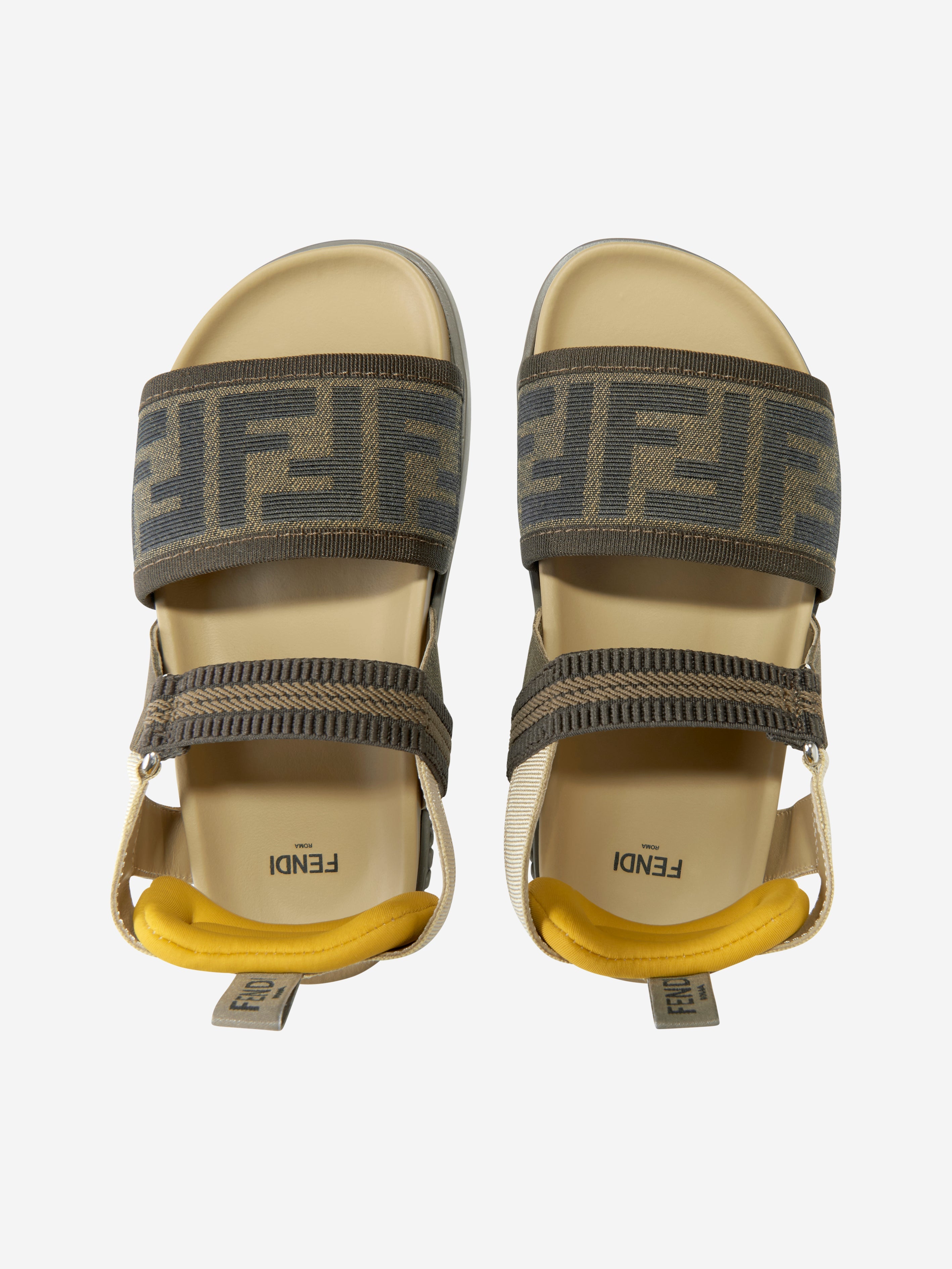 Kids FF Logo Sandals in Brown