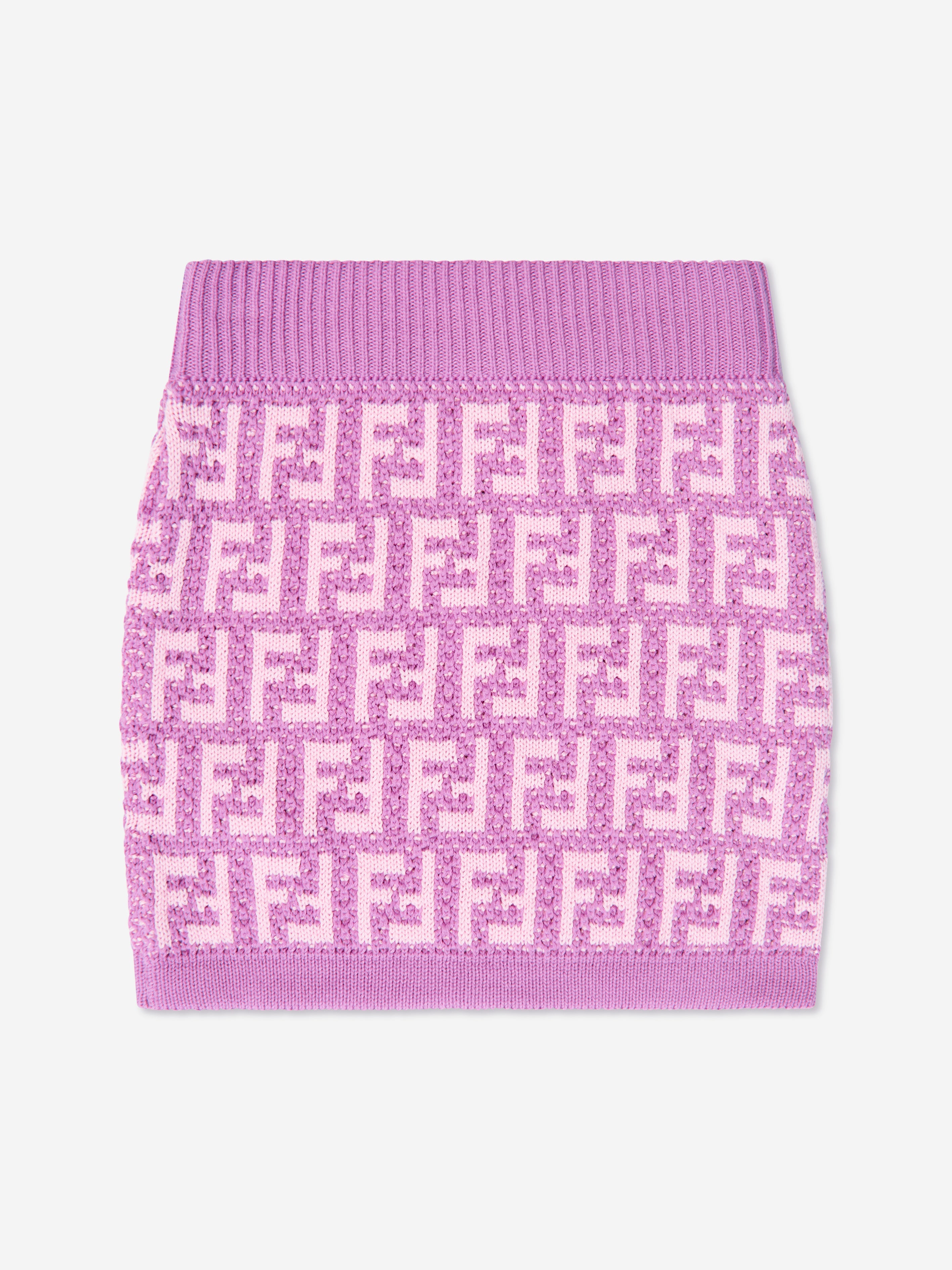 Girls FF Logo Knitted Skirt in Pink
