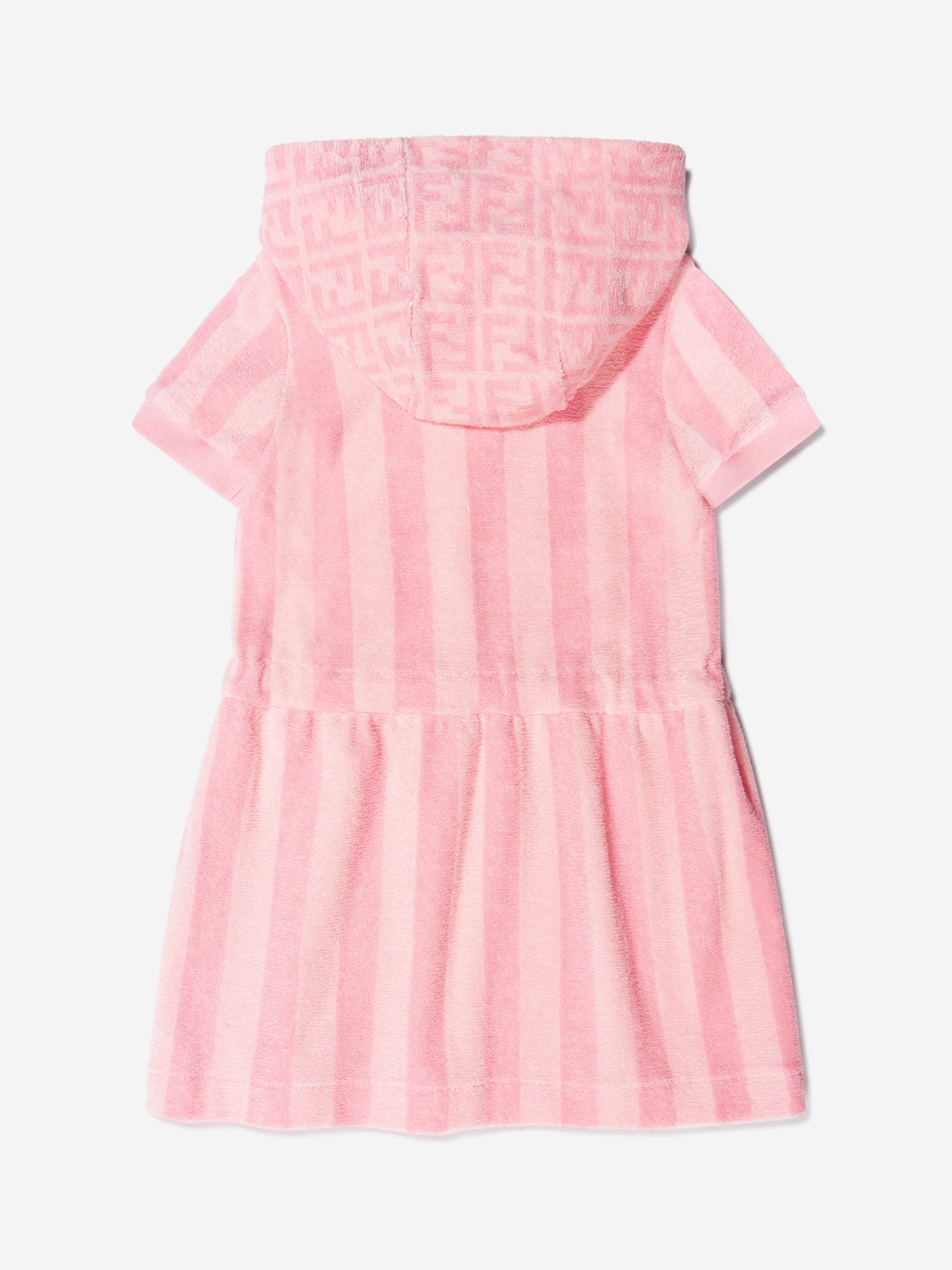 Fendi Girls Cotton Striped Hooded Dress