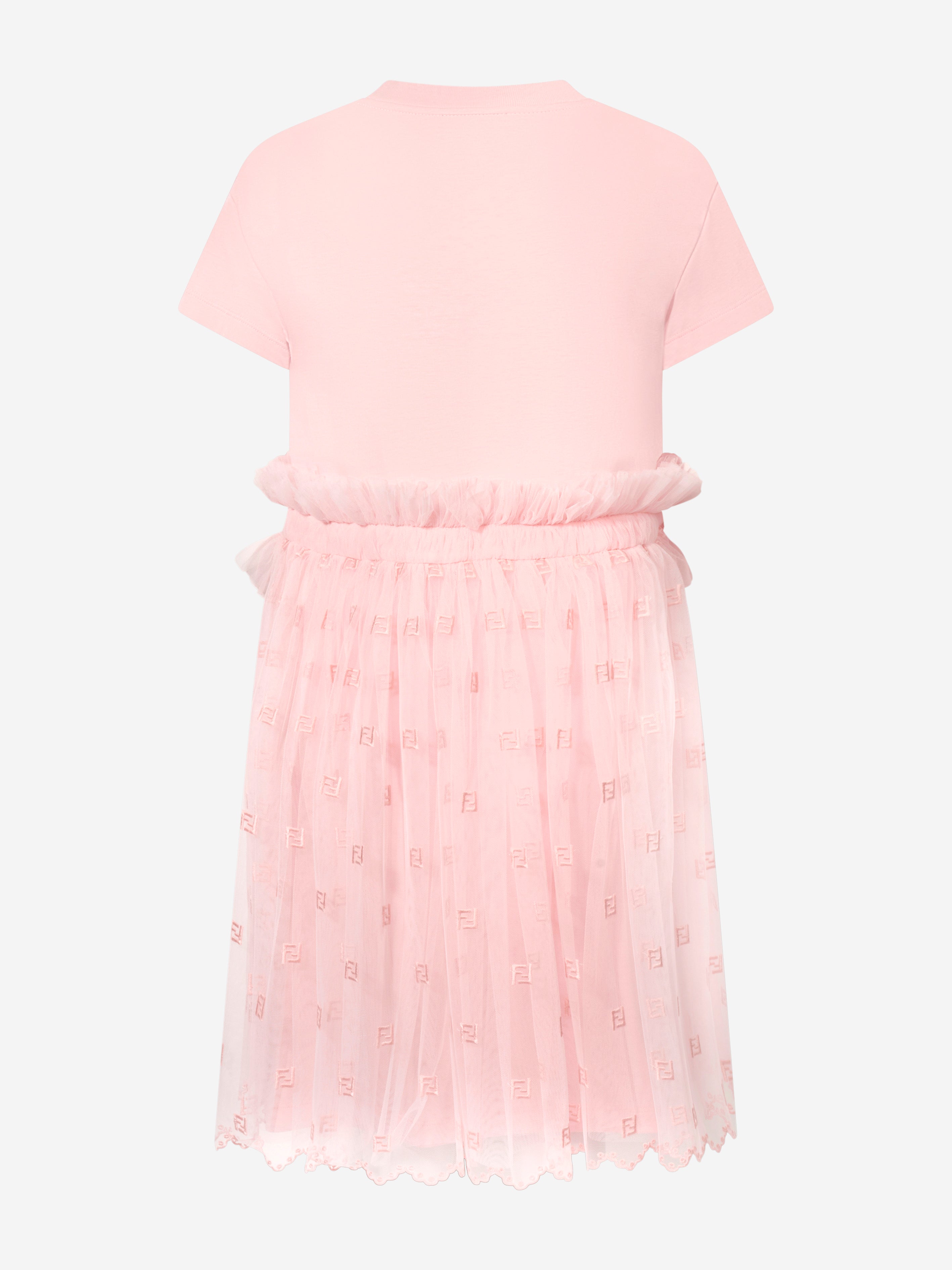 Girls Ruched Jersey Dress in Pink