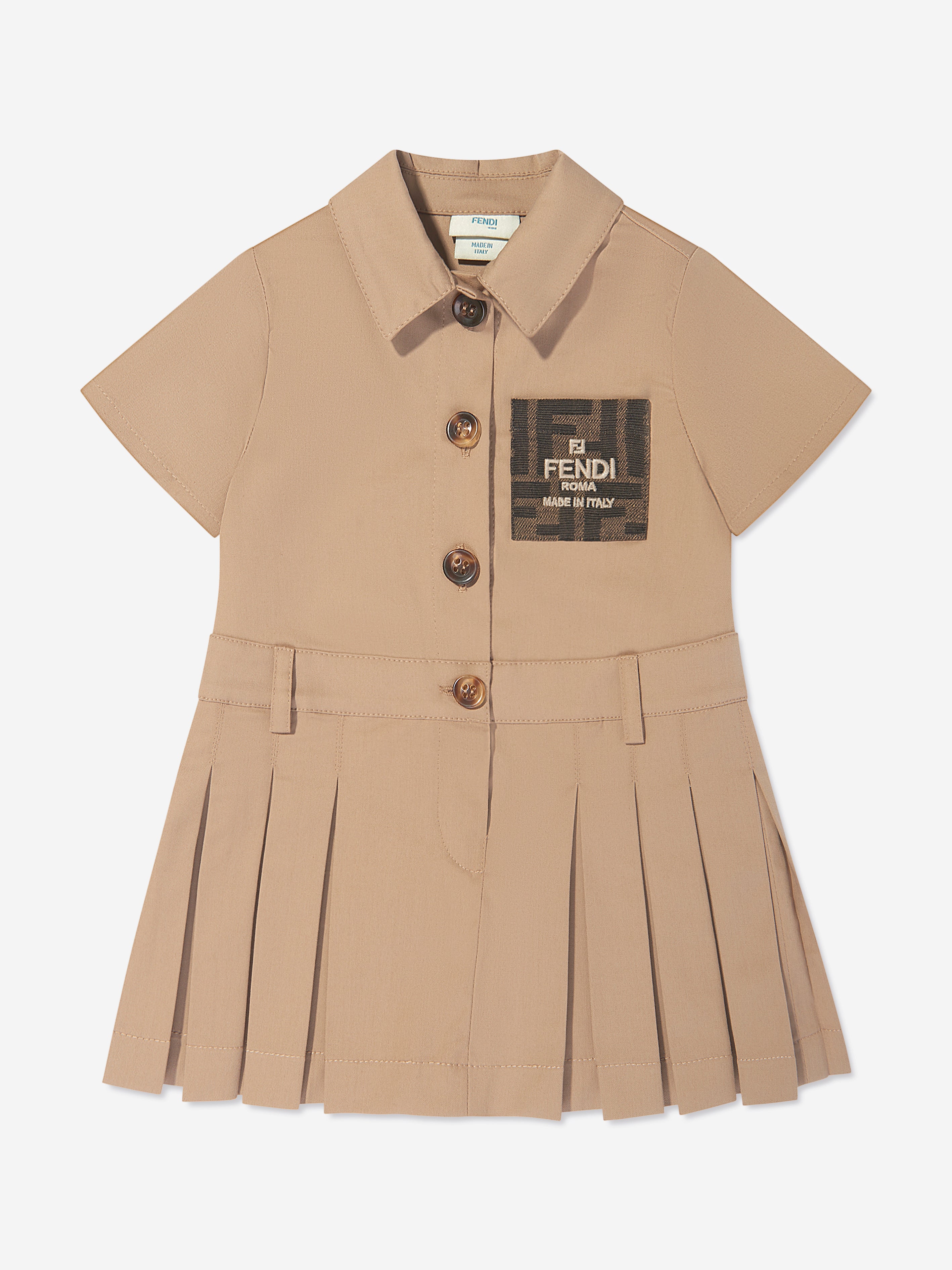 Baby Girls Logo Trench Dress in Beige