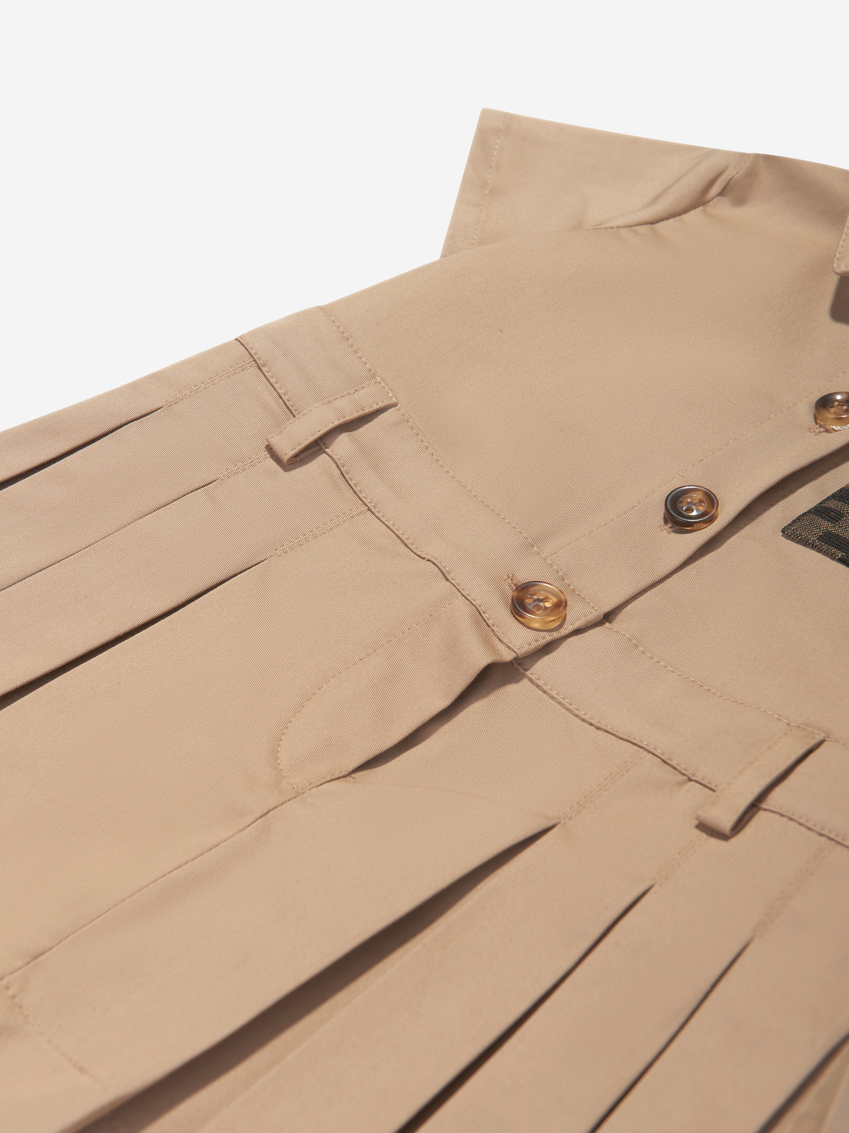 Baby Girls Logo Trench Dress in Beige