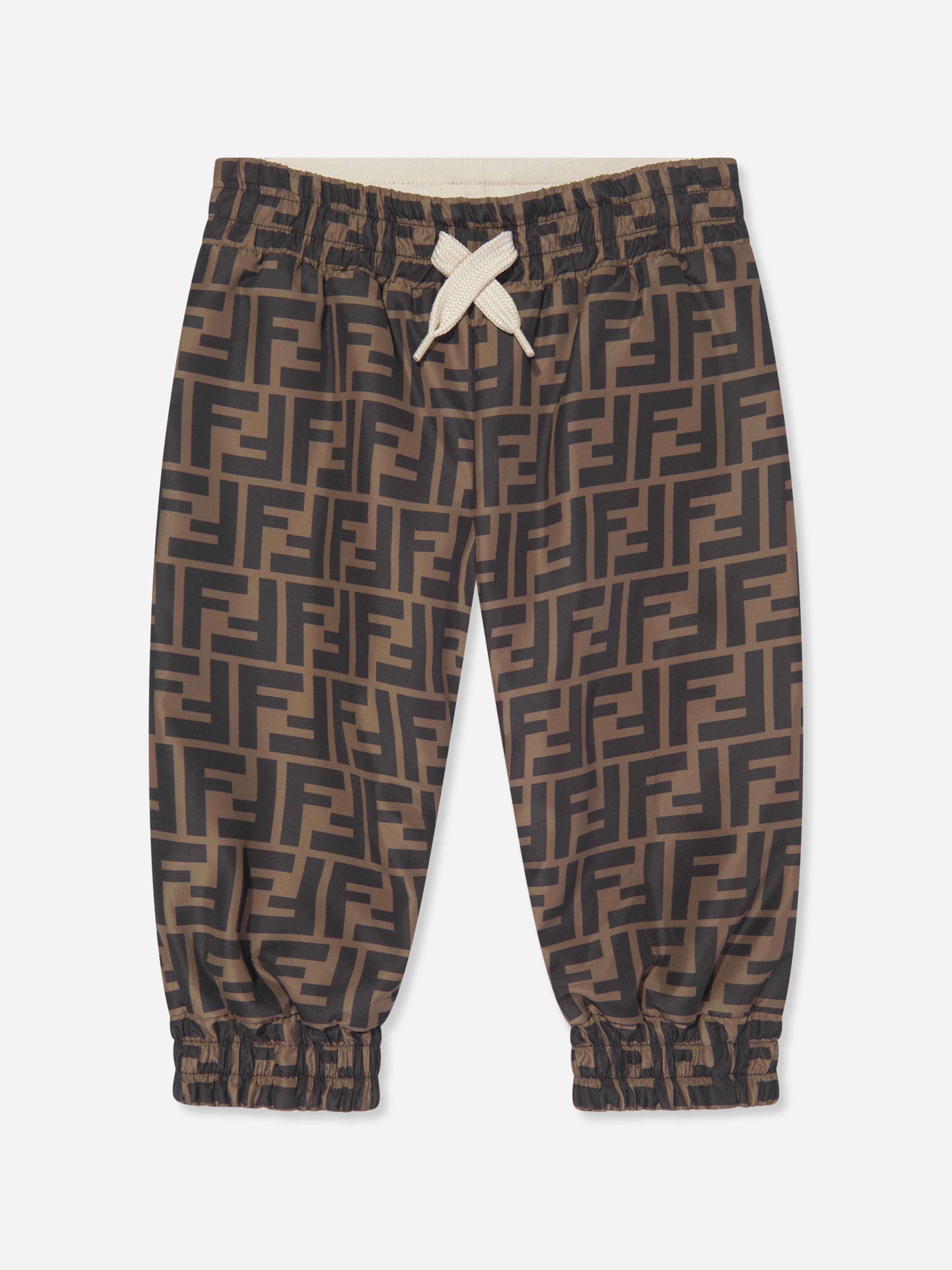 Baby FF Logo Reversible Joggers in Brown