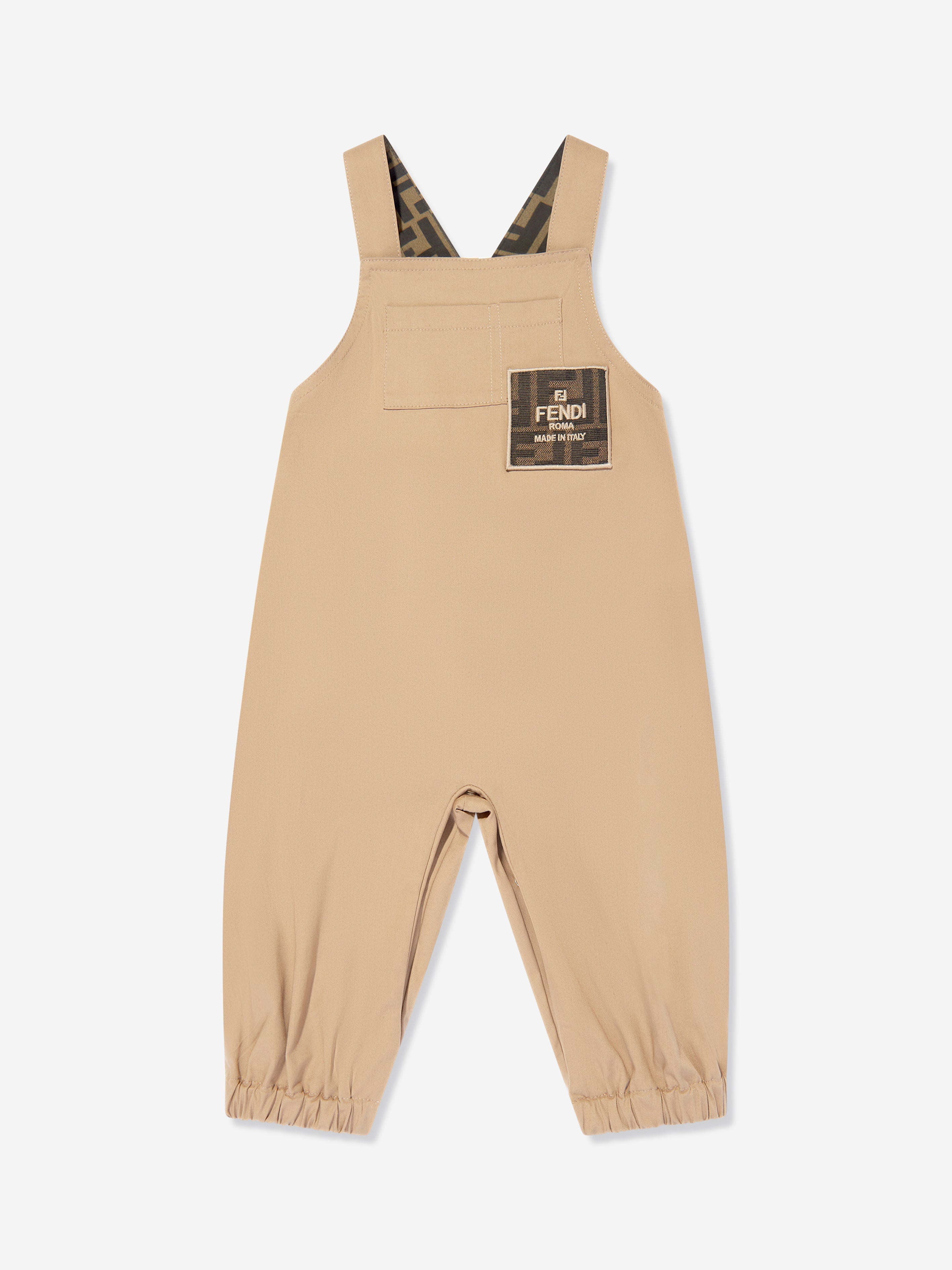Baby FF Logo Dungarees in Beige