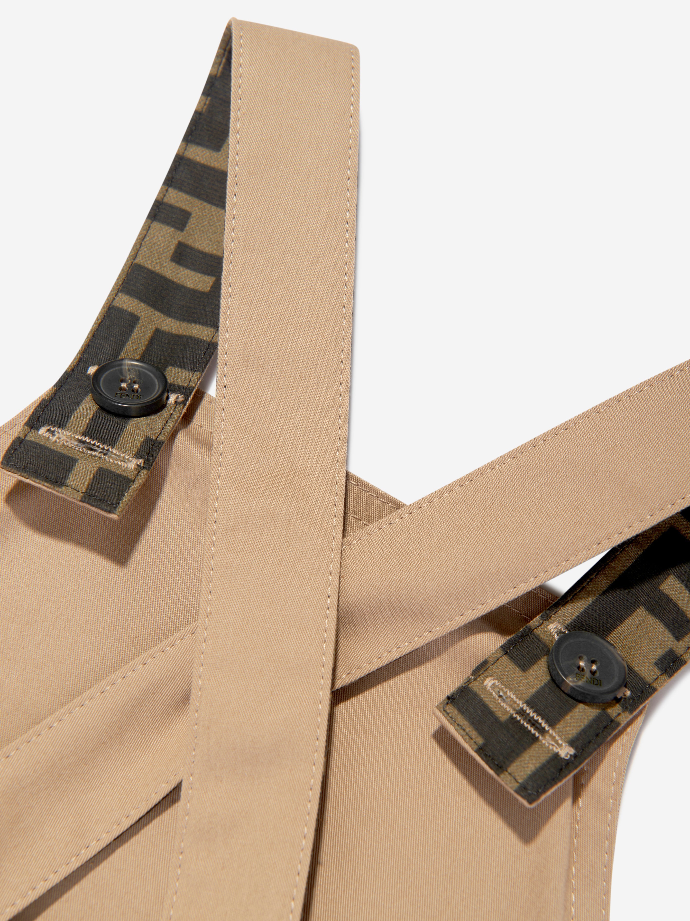 Baby FF Logo Dungarees in Beige