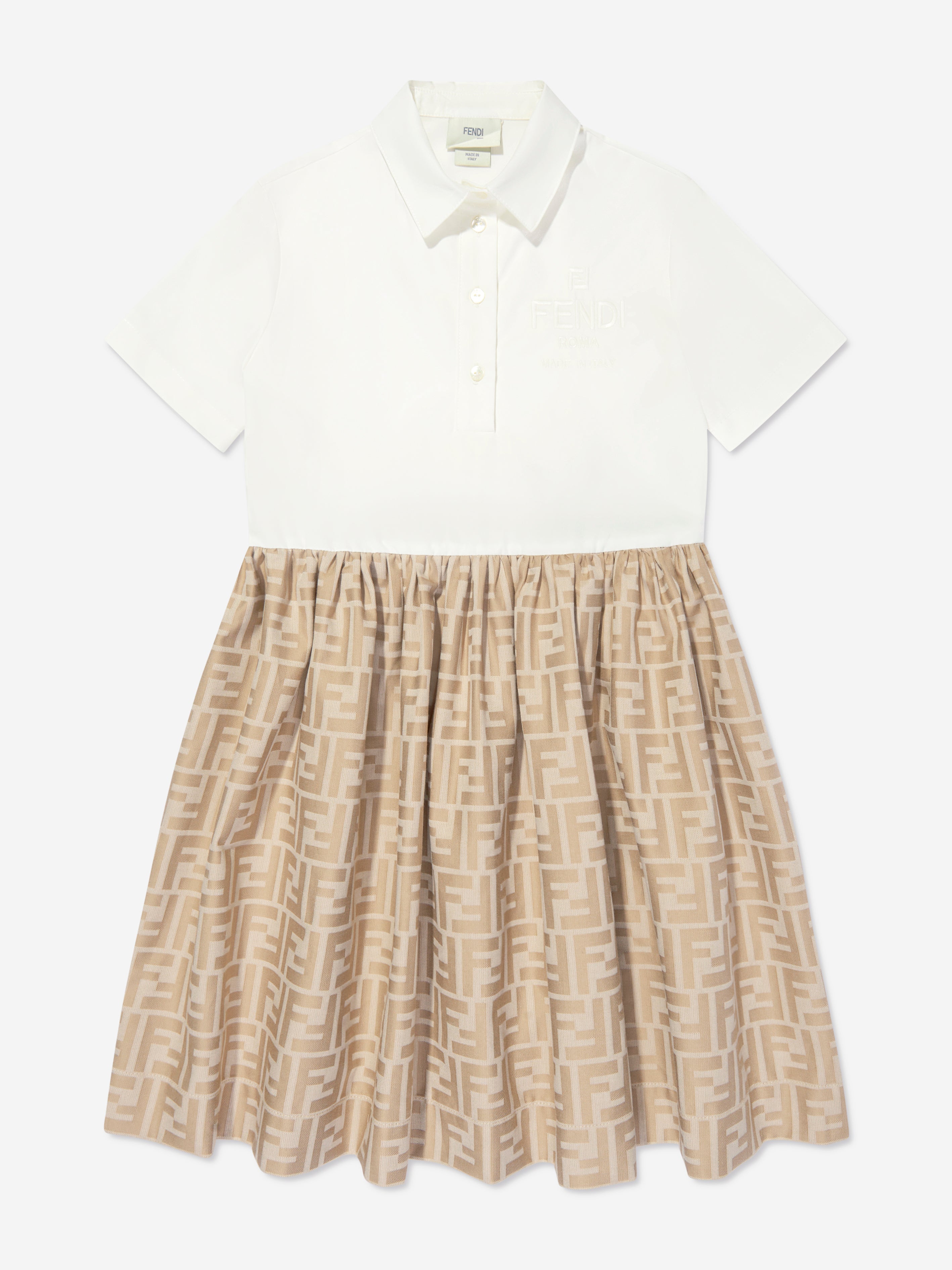 Girls FF Jacquard Dress in Beige