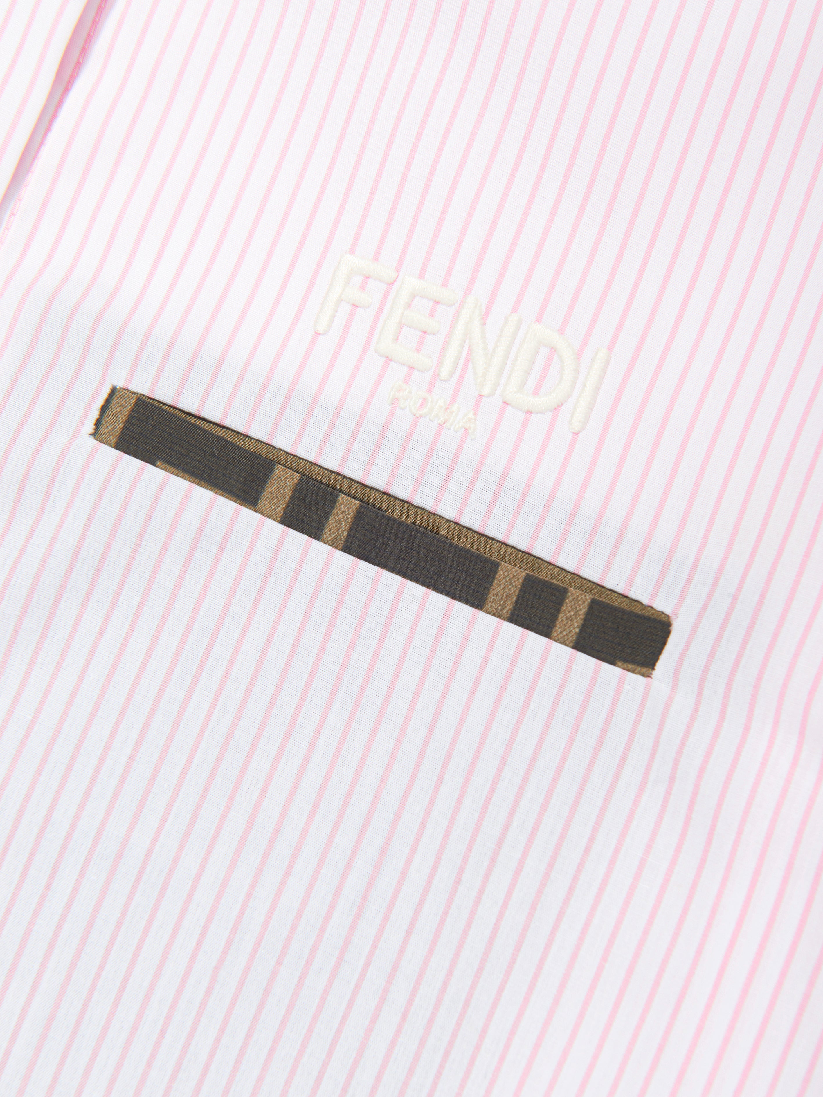 Girls Striped Cropped Shirt in Pink