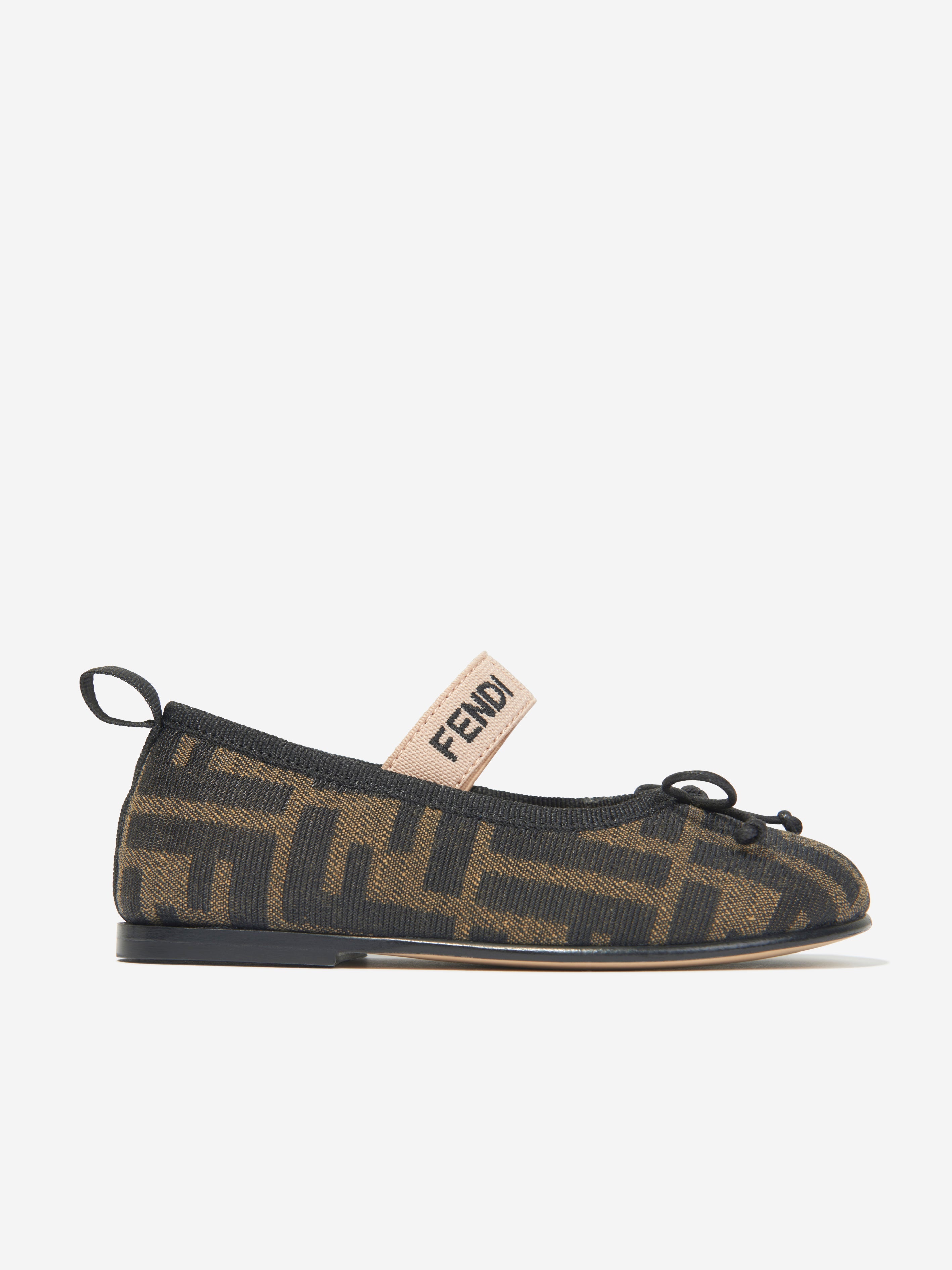 Girls FF Jacquard Ballerinas in Brown
