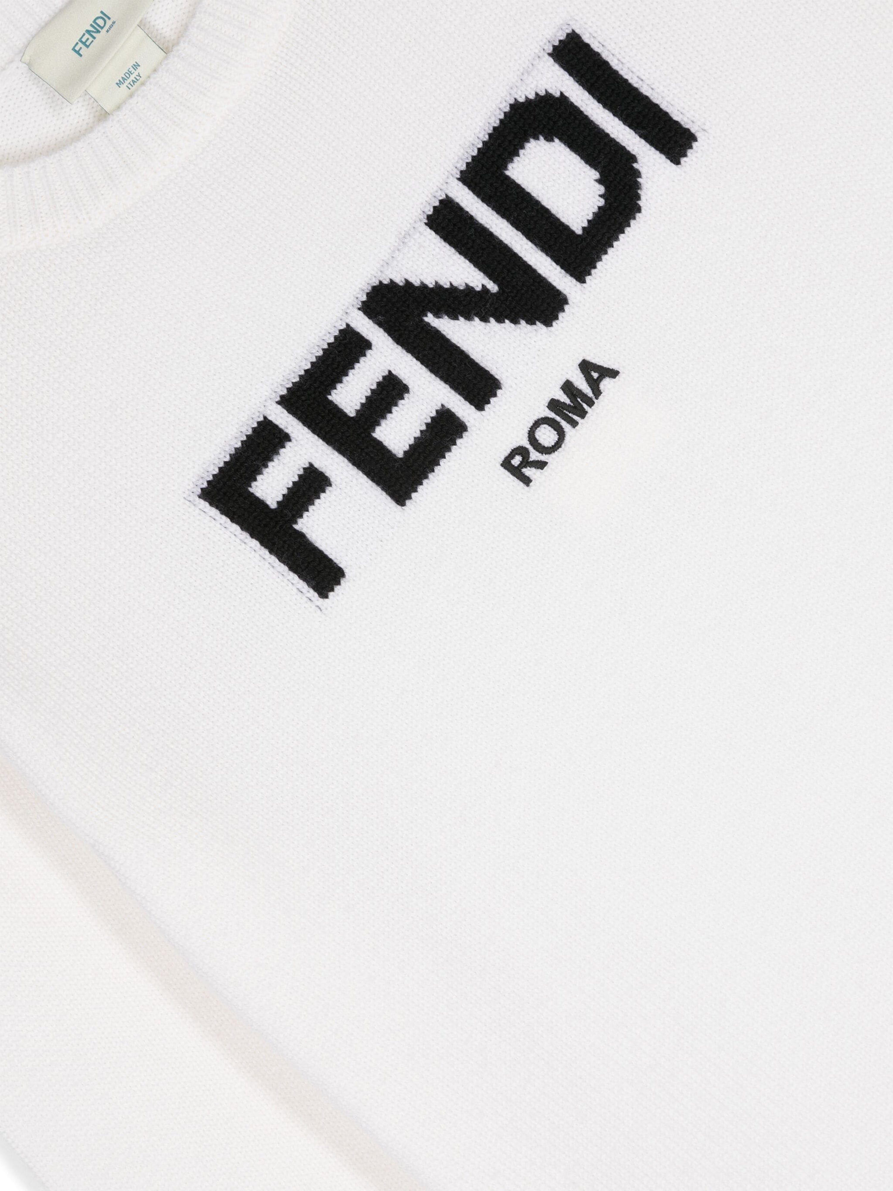 Fendi Kids Wool Knit Jumper in White