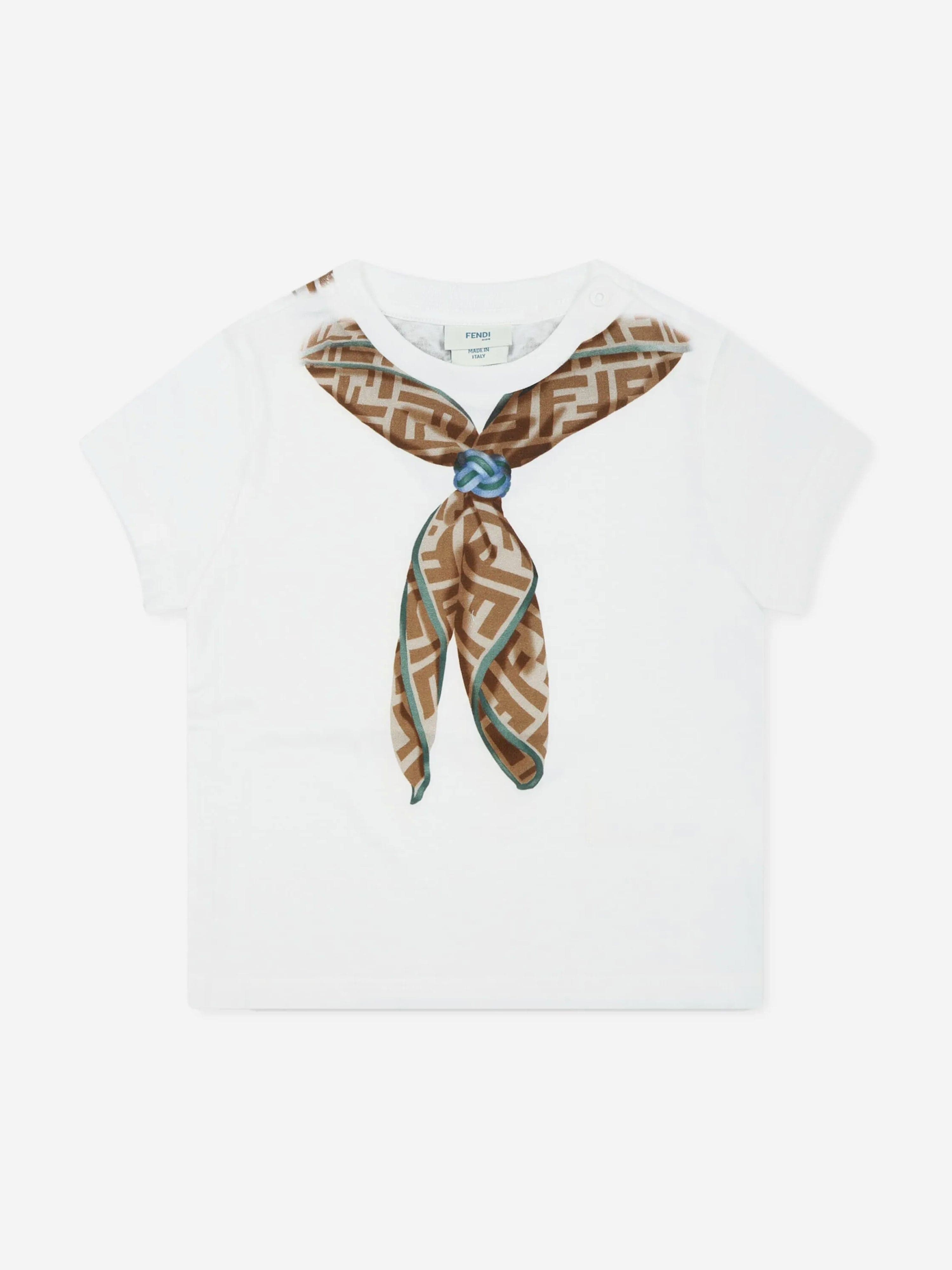 Baby Boys Scarf Print T-Shirt in White