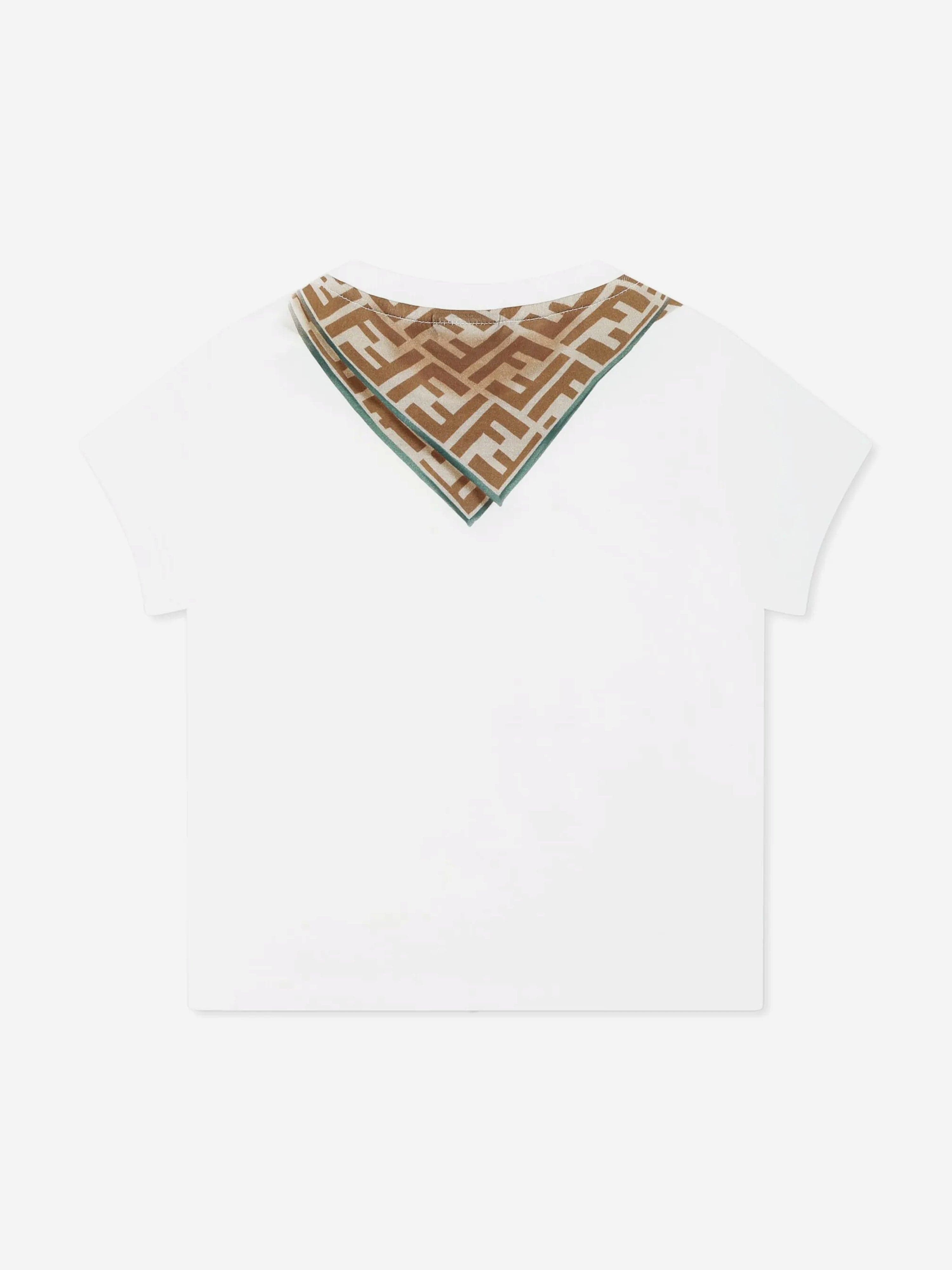 Baby Boys Scarf Print T-Shirt in White