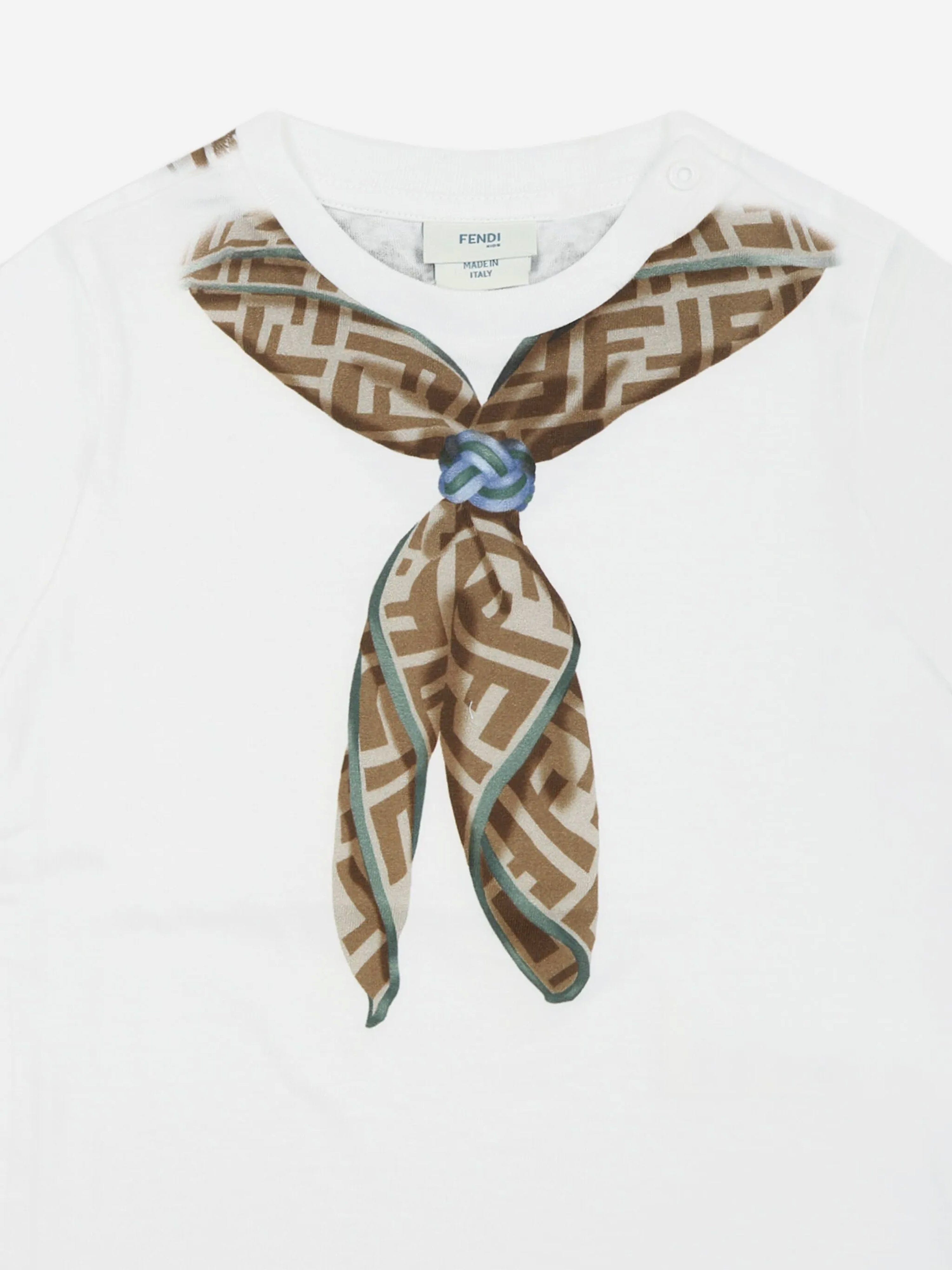 Baby Boys Scarf Print T-Shirt in White